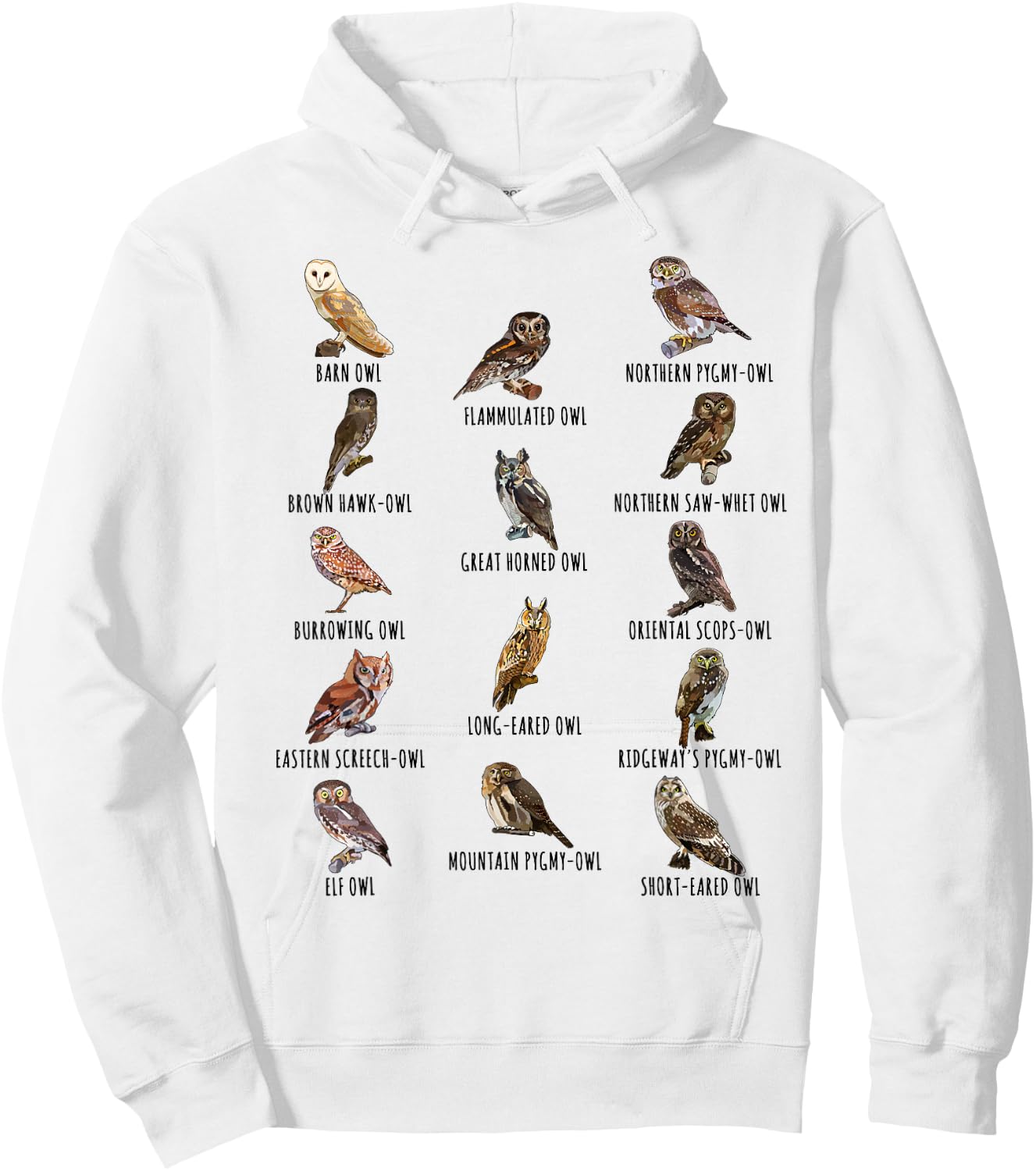 Different Owls Species Biology Types of Owl Identification Hoodie - Hoodie | White