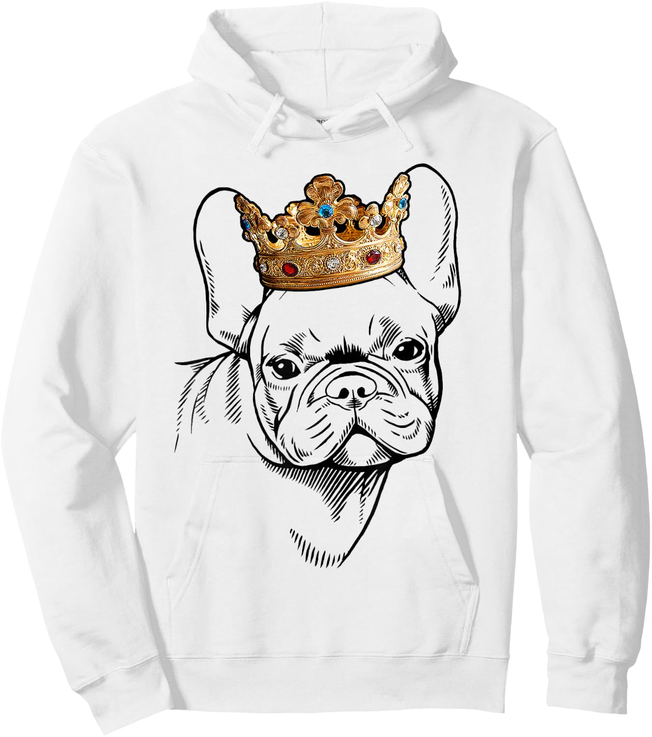 French Bulldog Wearing Crown Women Kids Hoodie - Hoodie | White