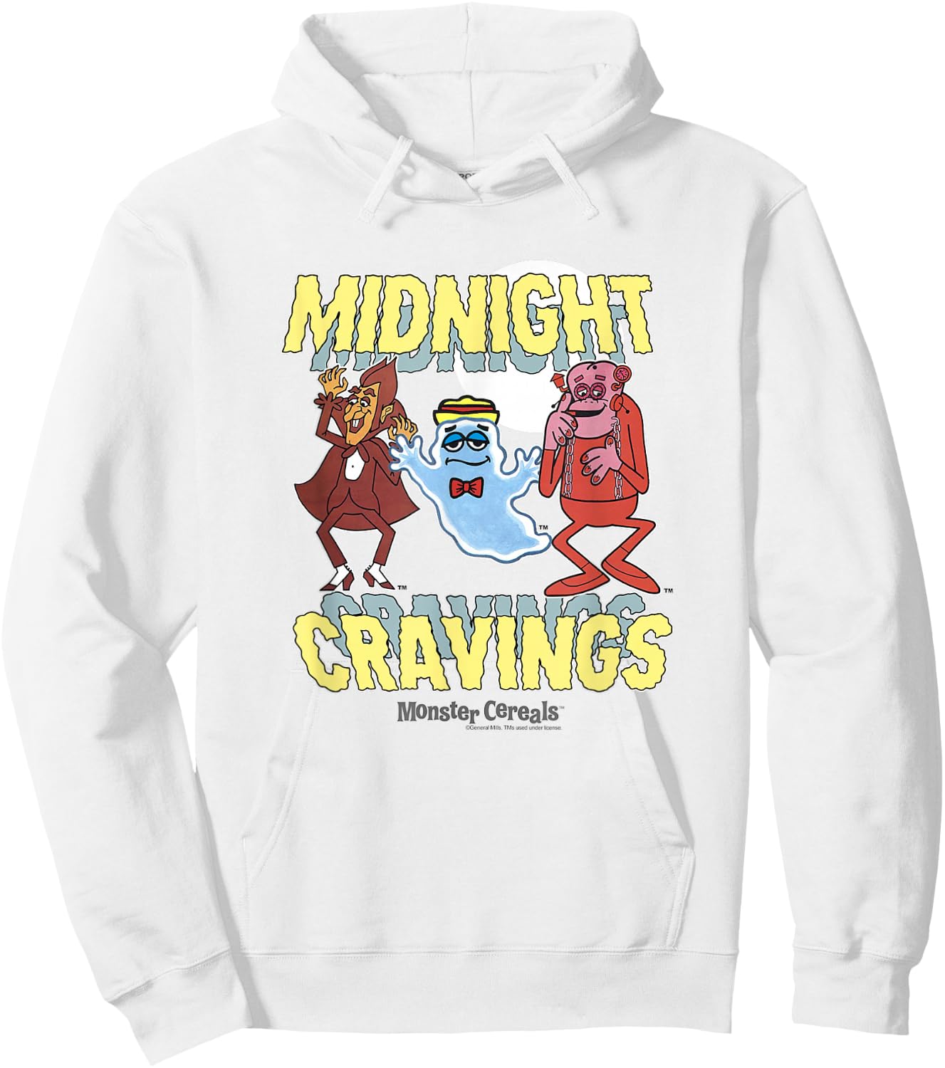 Boo Berry Iconic Midnight Cravings Monster Cereals Big Logo Hoodie - Hoodie | White