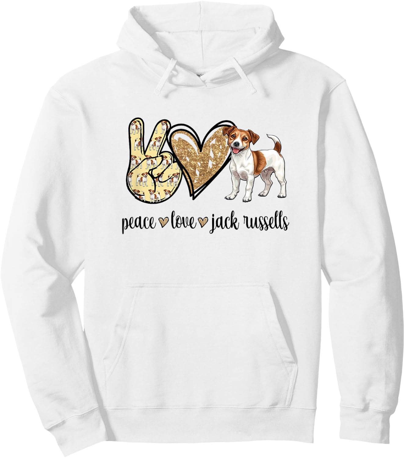 Girls Peace Love JRT Mom Dog Lover Jack Russell Hoodie - Hoodie | White