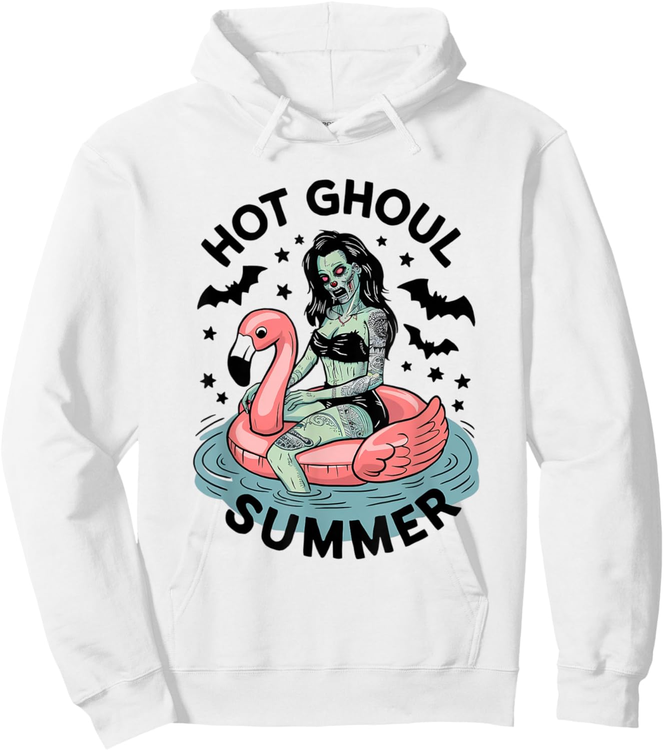 Hot Ghoul Summer Funny Zombie Gothic Spooky Retro Halloween Hoodie - Hoodie | White