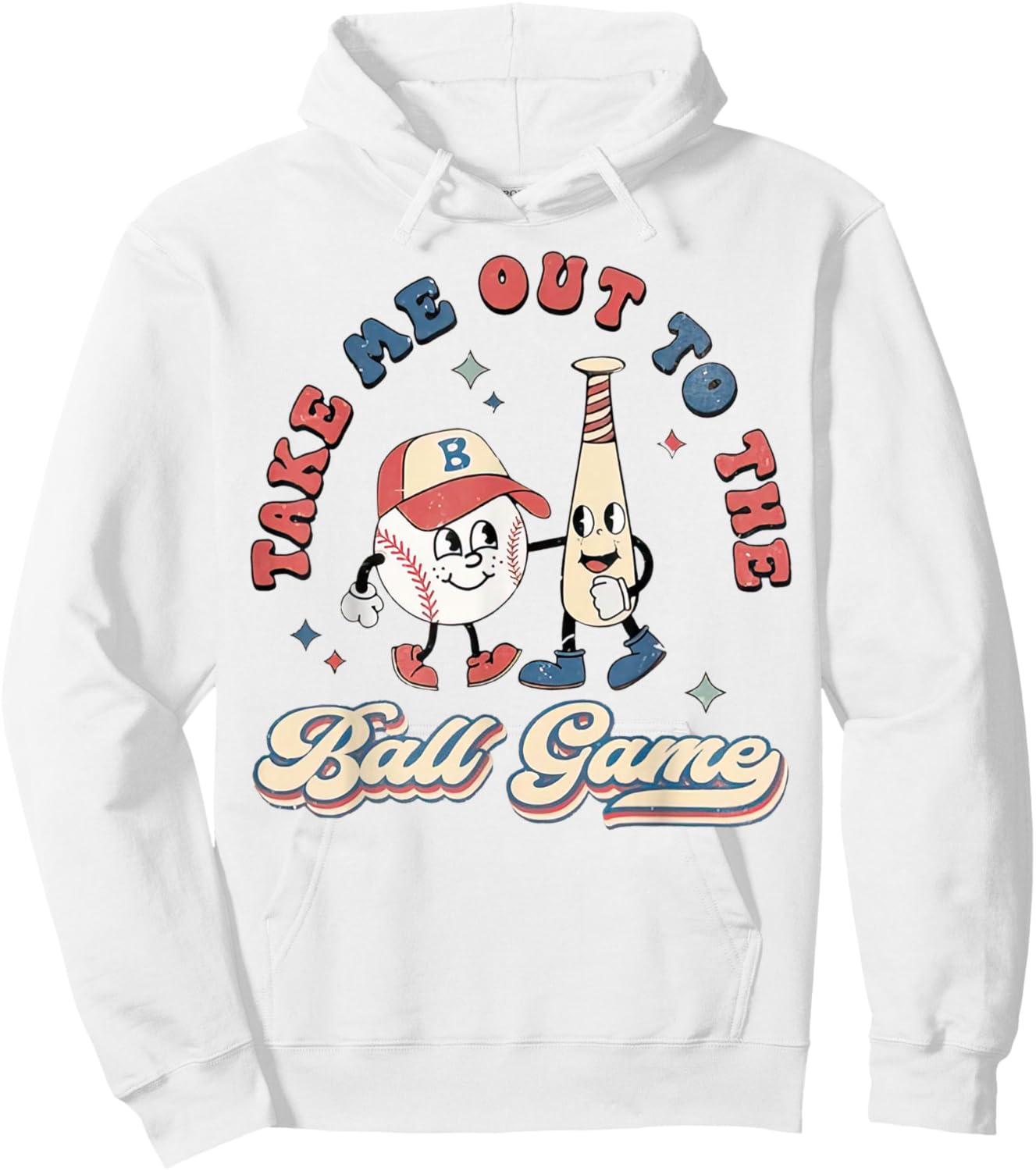 Take Me Out to the Ball Game Retro Baseball Hoodie - Hoodie | White