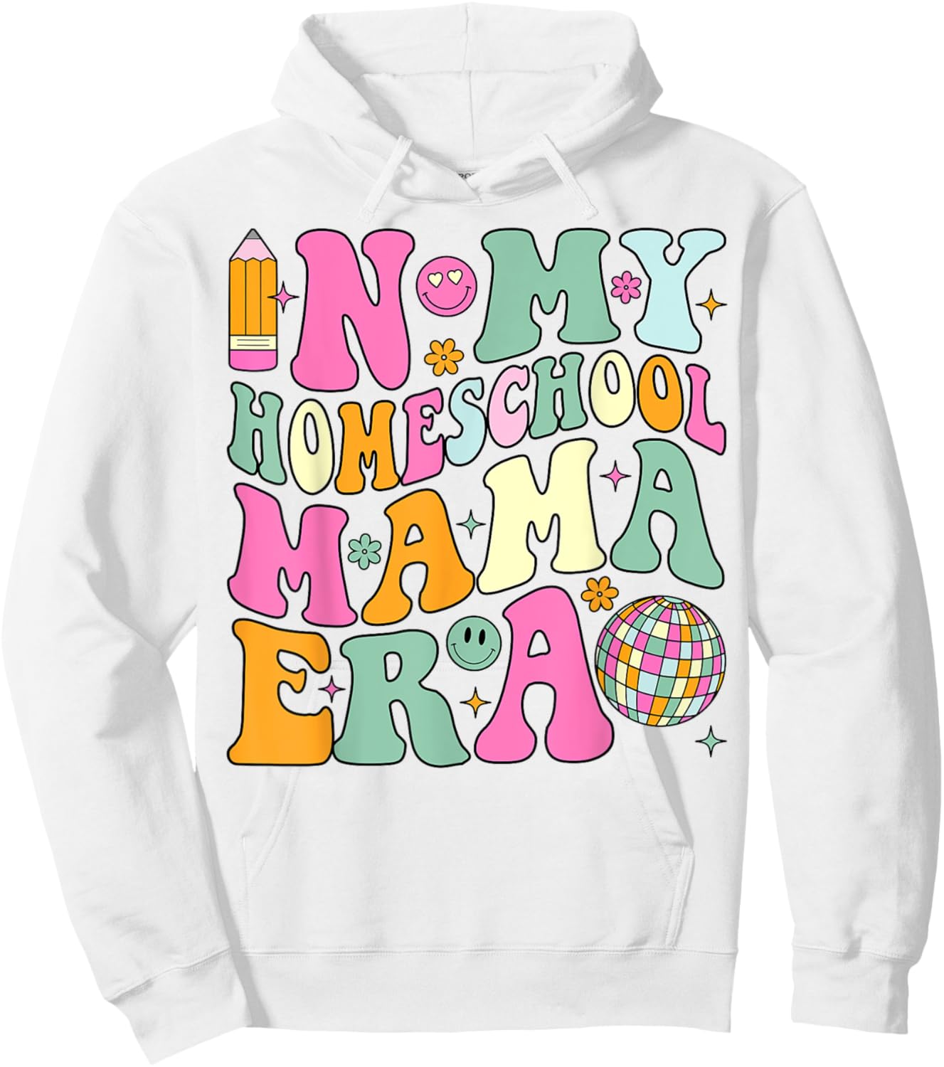 In My Homeschool Mama Era Groovy Back to School Mom Hoodie - Hoodie | White