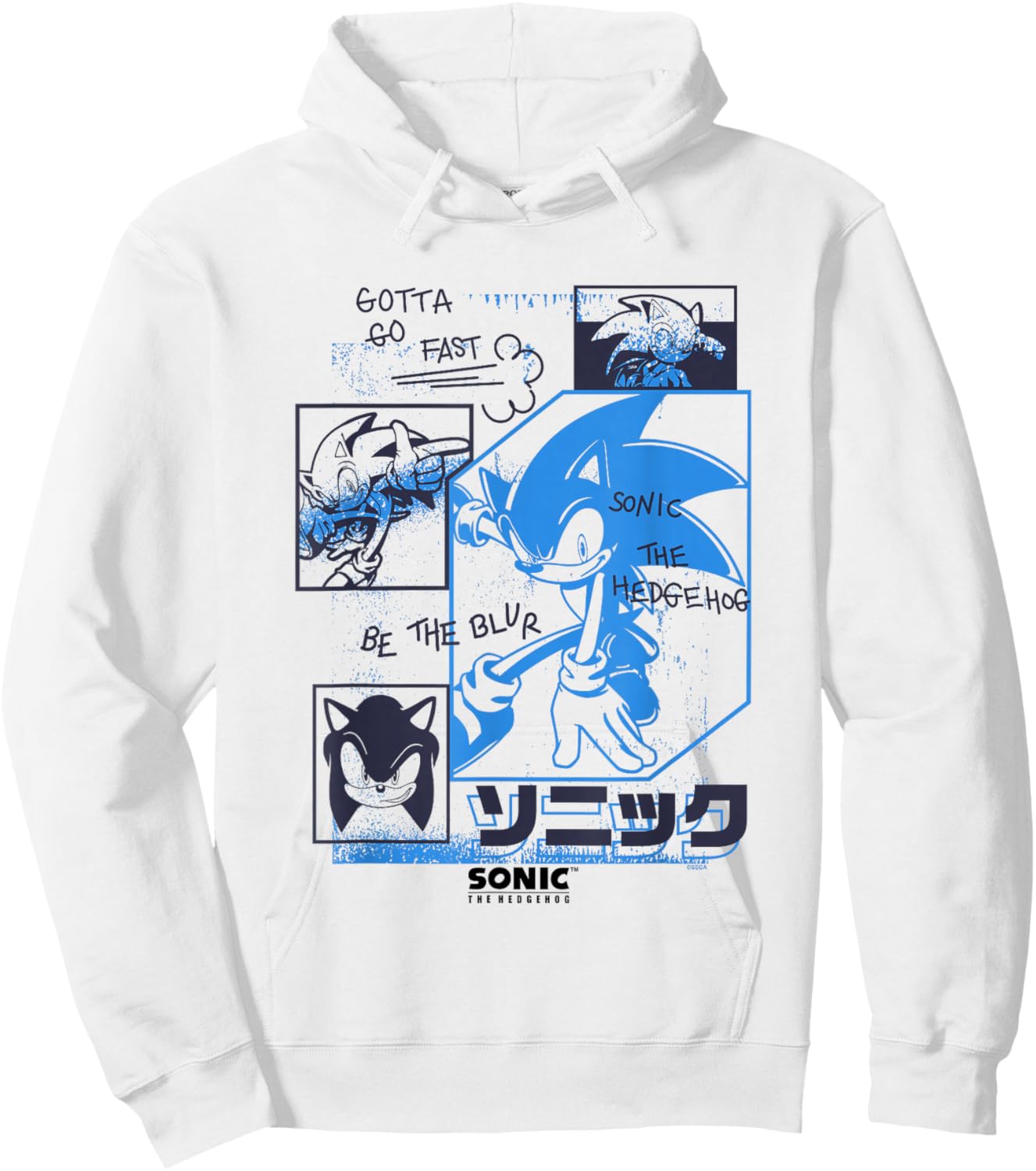 Sonic The Hedgehog Gotta Go Fast Vintage Sketch Panels Hoodie - Hoodie | White