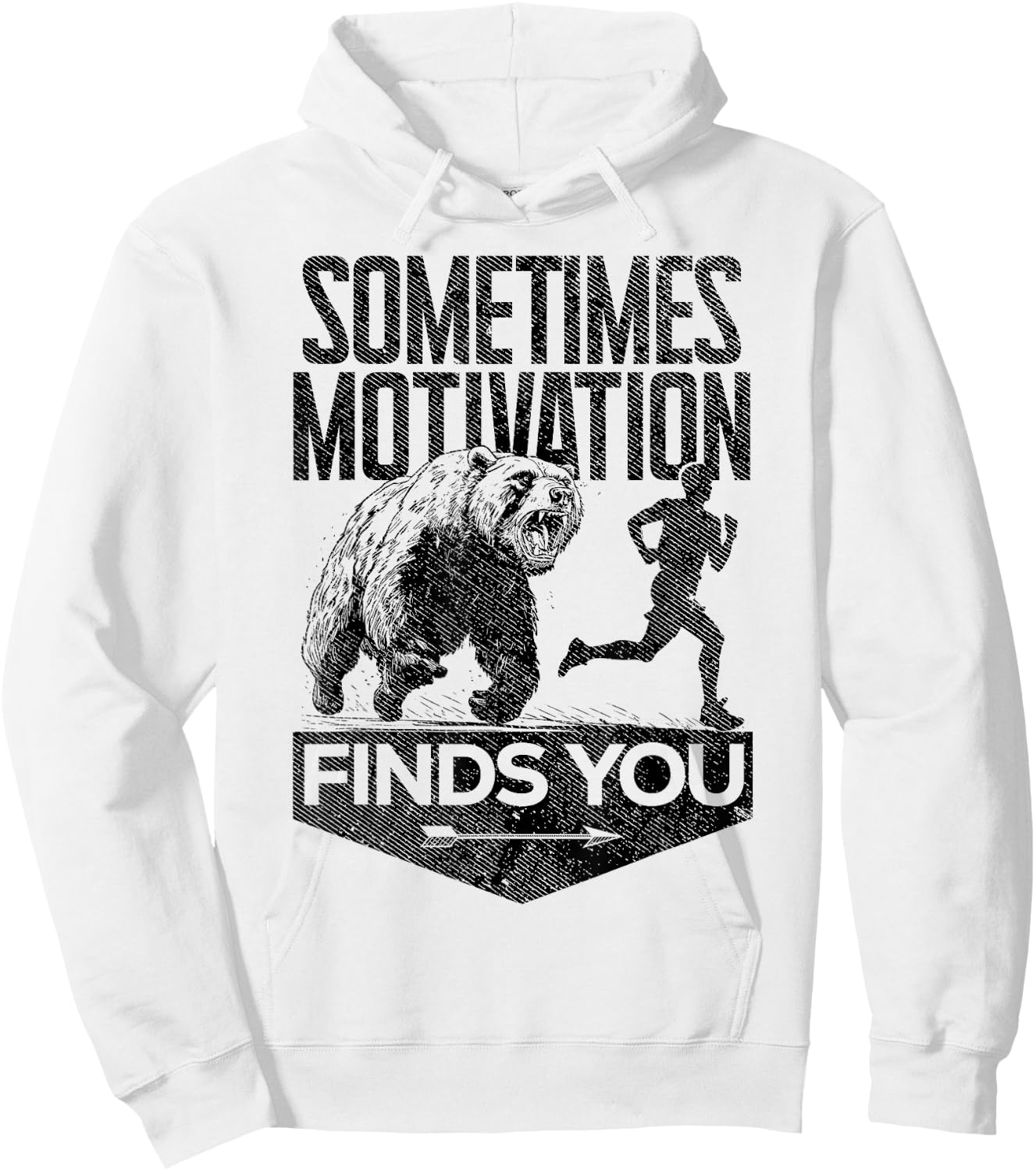 Sometimes Motivation Finds You Funny Running Motivational Hoodie - Hoodie | White