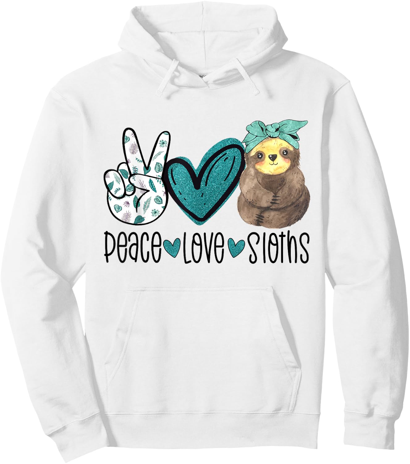 Peace Love Sloths Funny Sloth Gift Hippie Peace Hoodie - Hoodie | White