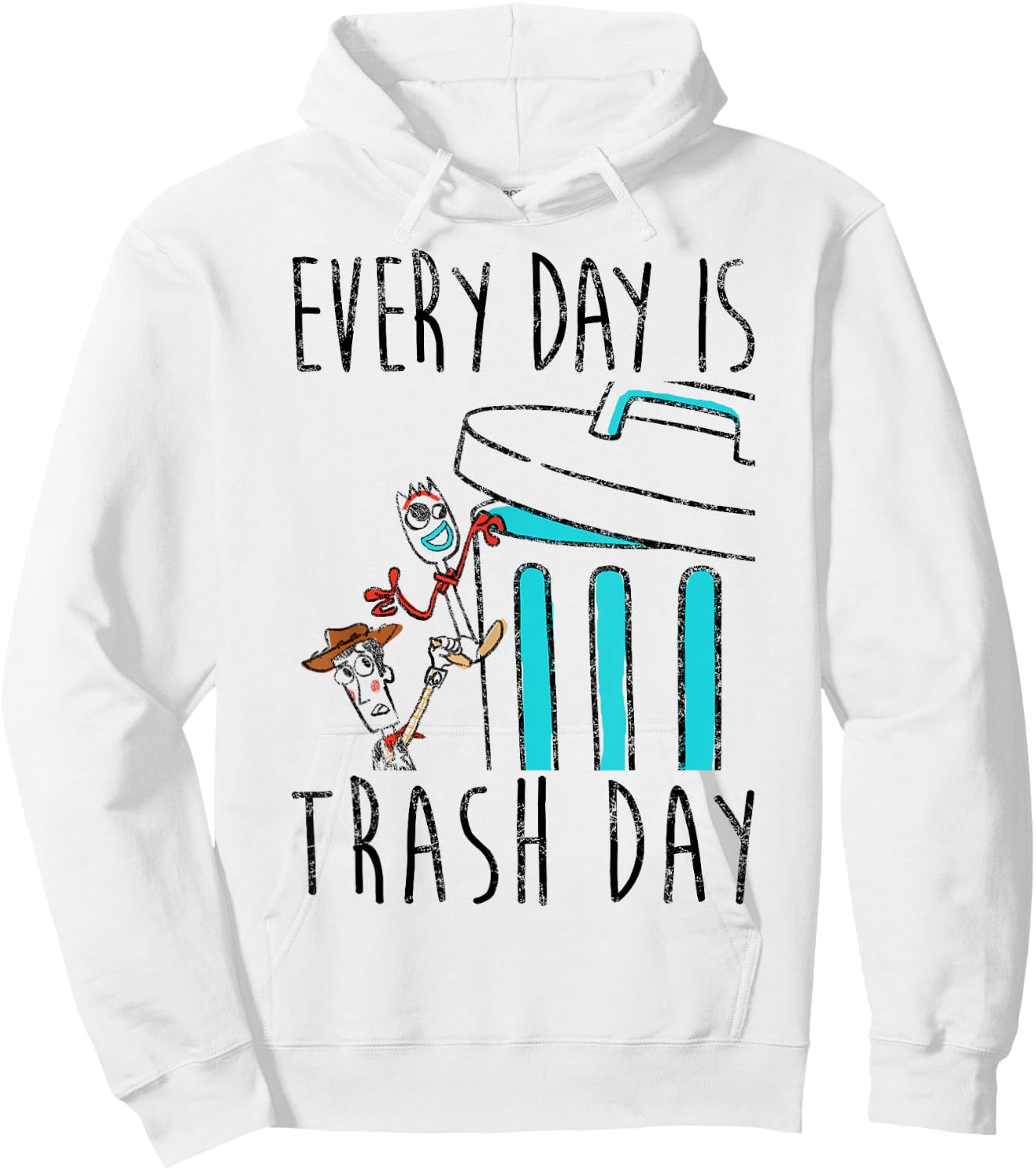 Disney Pixar Toy Story 4 Blue Everyday Is Trash Day Hoodie - Hoodie | White