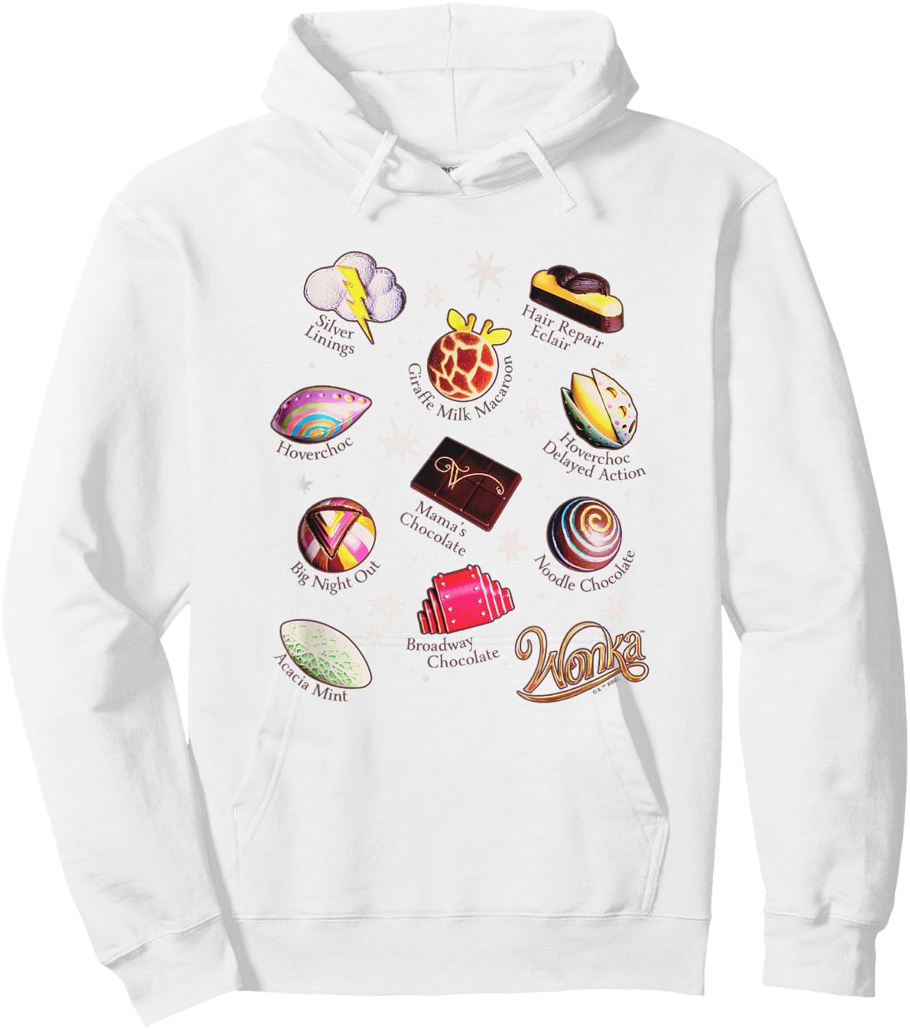 Wonka Brand Vintage Chocolate Variety Collage Hoodie - Hoodie | White