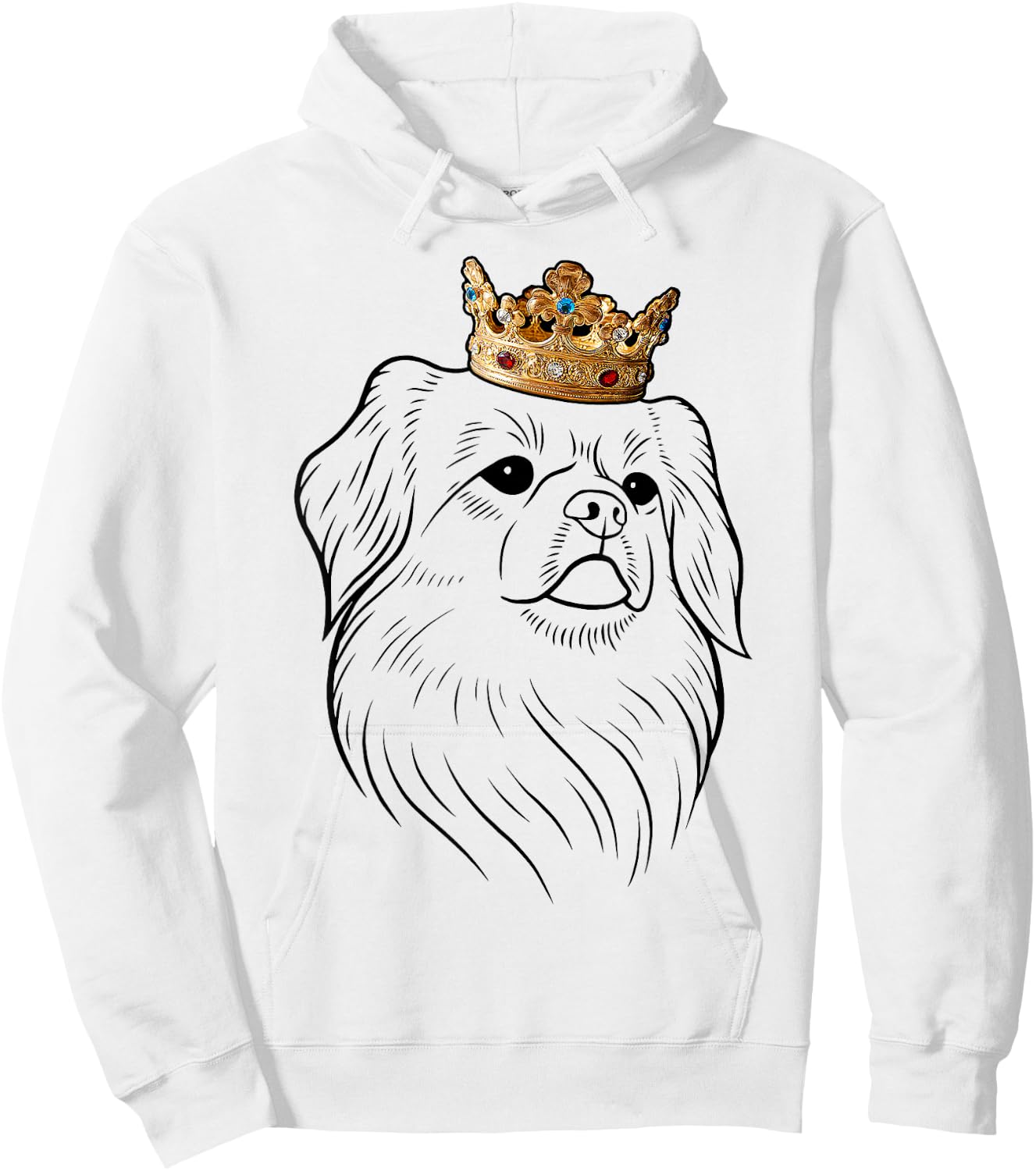 Tibetan Spaniel Dog Wearing Crown Hoodie - Hoodie | White