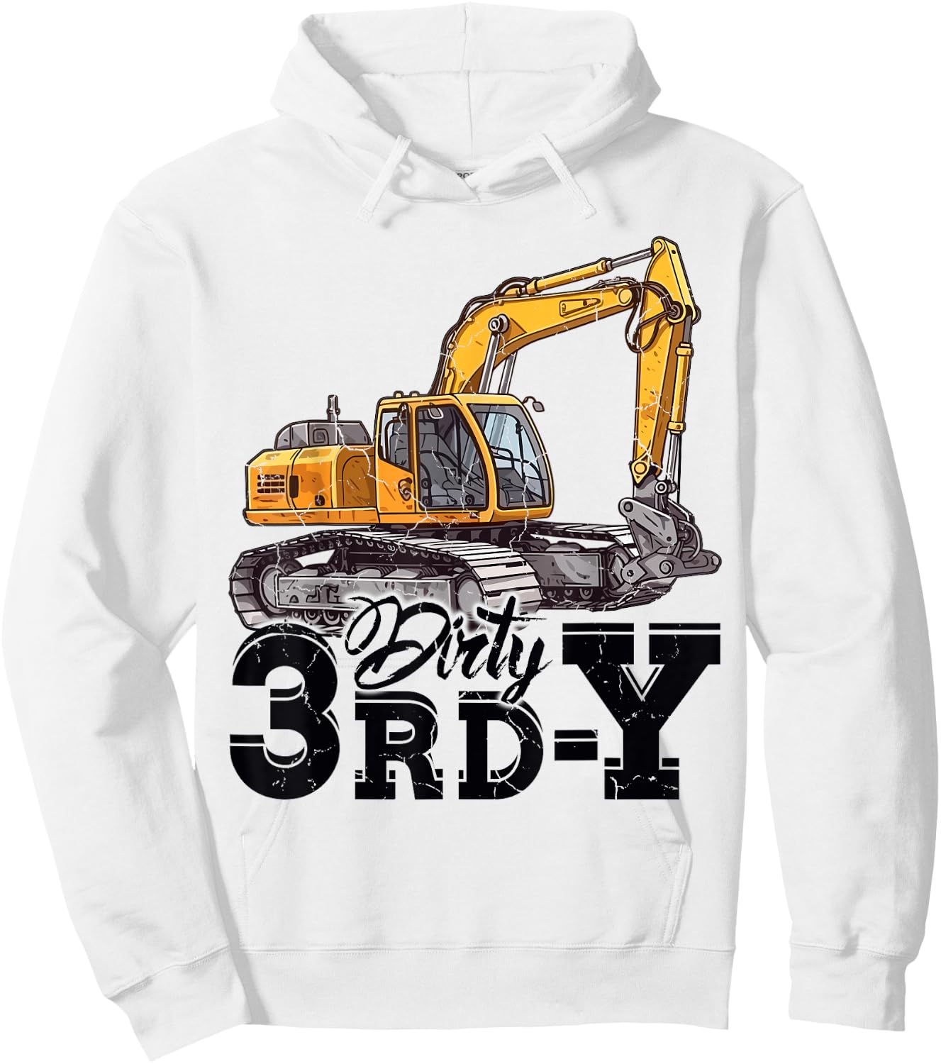 Dirty 3rd-Y 3 Years Old Boys Girls Excavator 3rd Birthday Hoodie - Hoodie | White