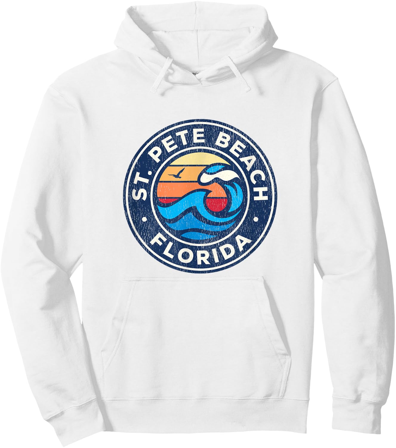 St. Pete Beach Florida FL Vintage Nautical Waves Design Women Girls Kids Hoodie - Hoodie | White