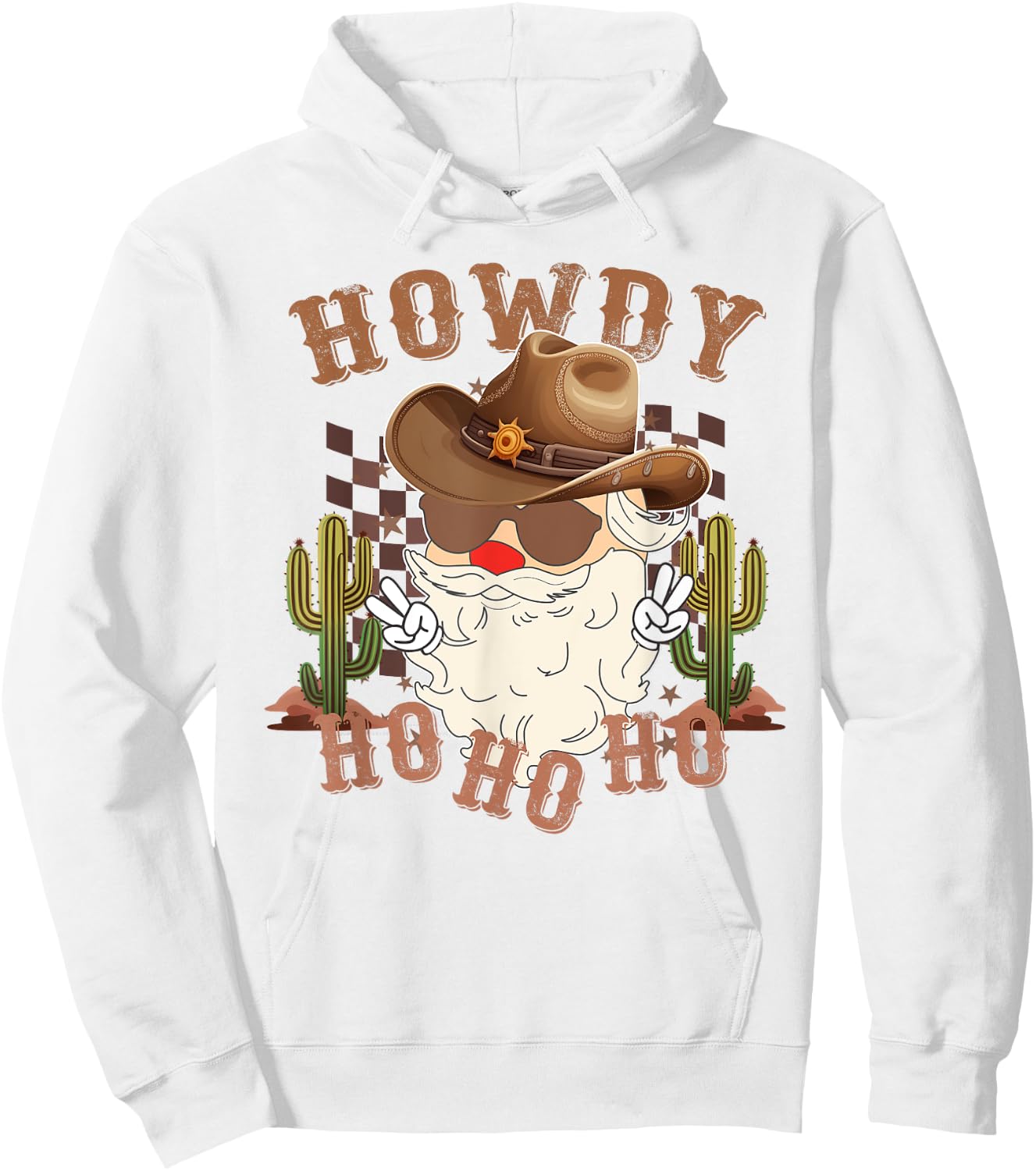 Howdy Ho Ho Ho Western Santa Cowboy Christmas Product Hoodie - Hoodie | White