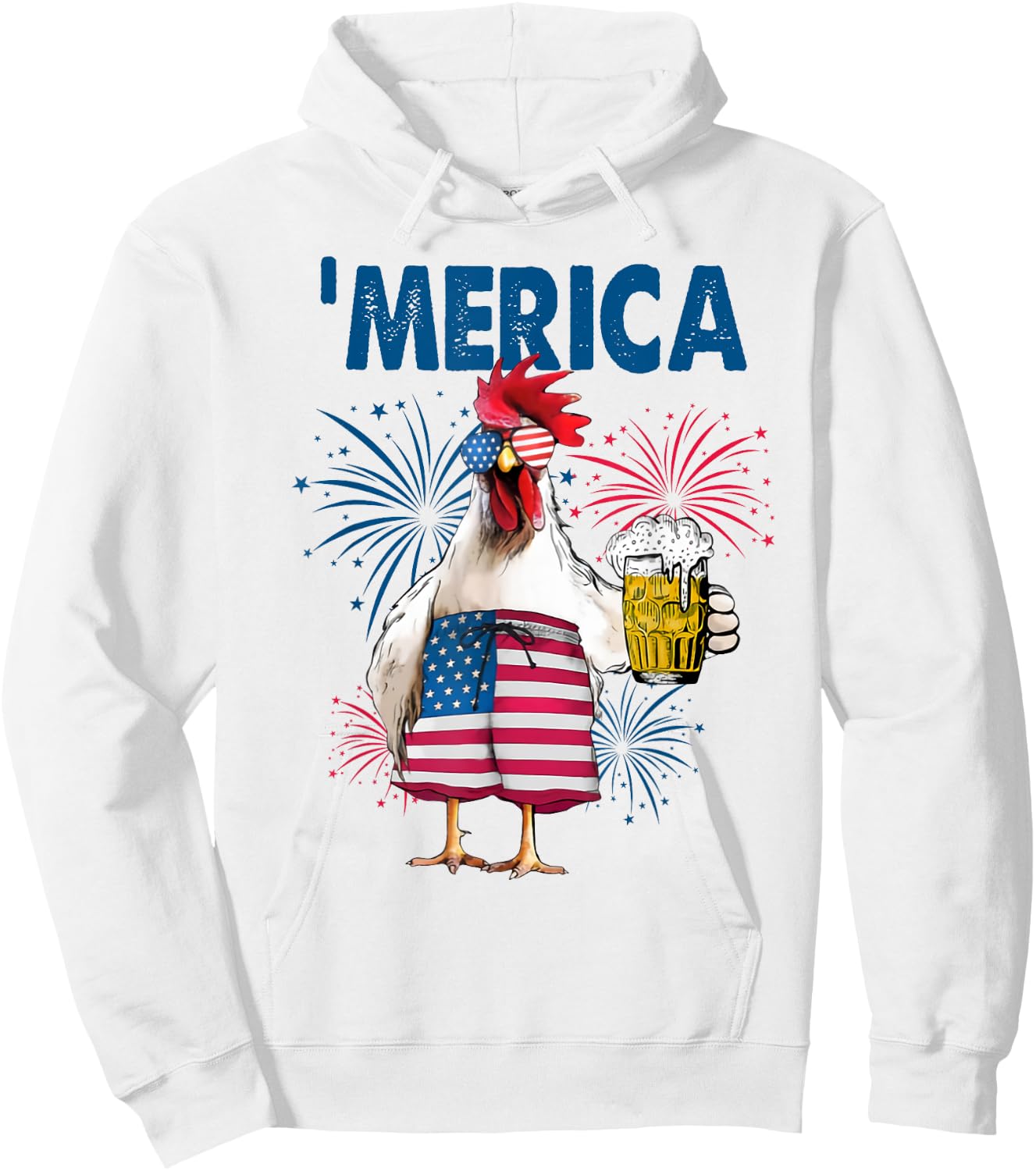 'Merica rooster Hoodie - Hoodie | White