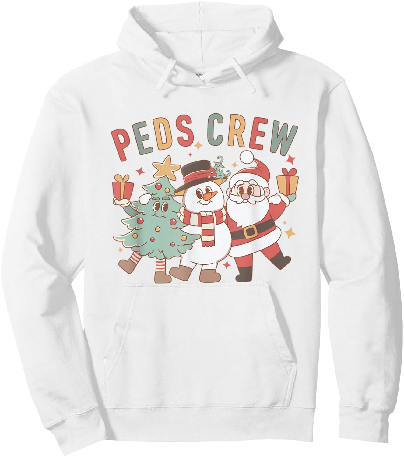 Retro Peds Crew Christmas Pediatric Nurse Nursing Group Hoodie - Hoodie | White