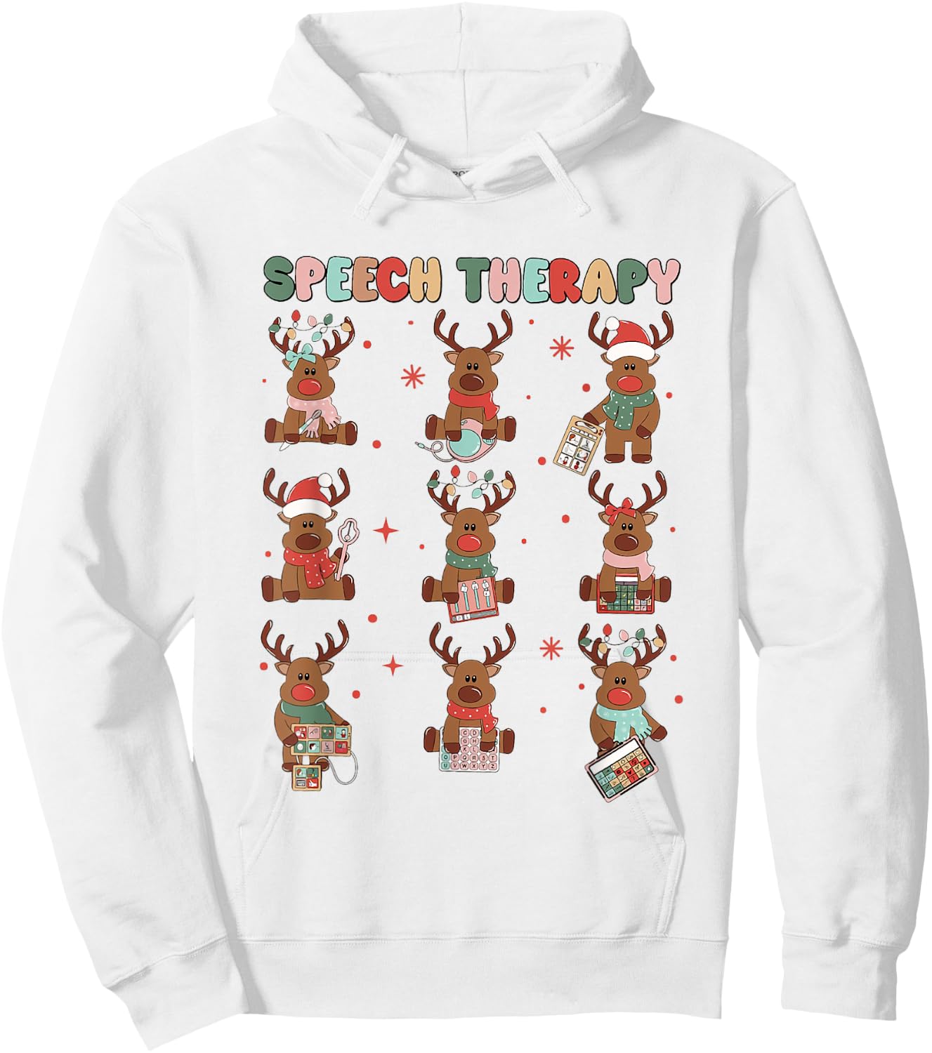Speech Therapy Christmas Reindeers SLP Speech Pathologist Hoodie - Hoodie | White