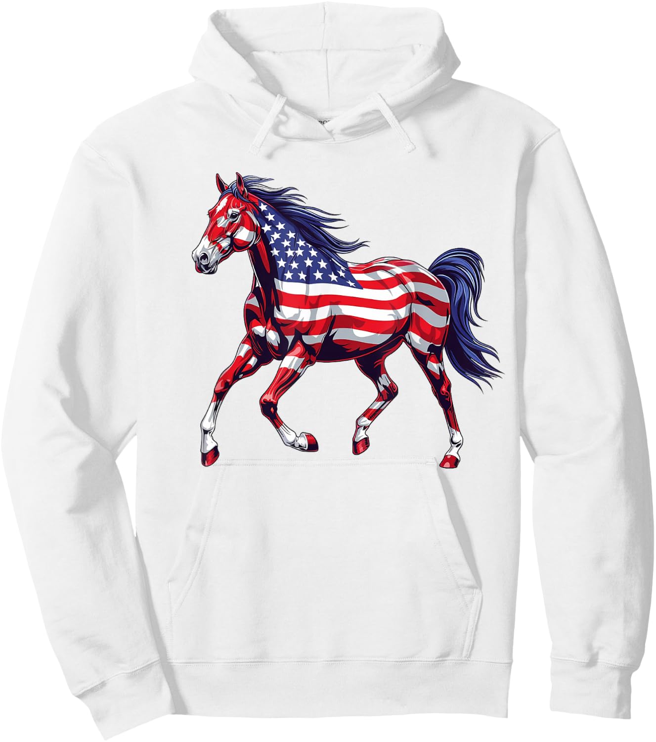 Horse American Flag 4th of July Day Horse Gifts for Girls Hoodie - Hoodie | White
