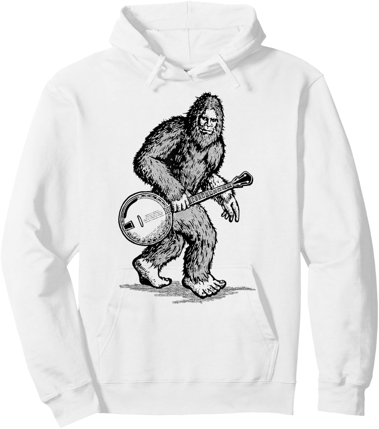 Grassquatch! Vintage Bigfoot & Bluegrass Banjo Music Hoodie - Hoodie | White