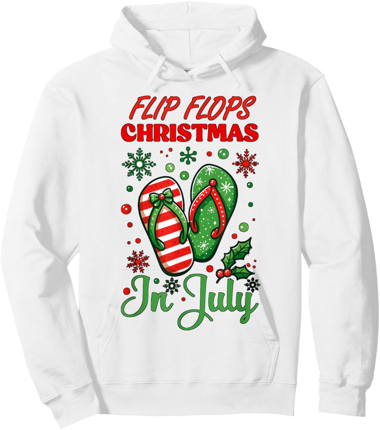 Flip Flops Christmas In July North Pole Snow Flakes Summer Hoodie - Hoodie | White
