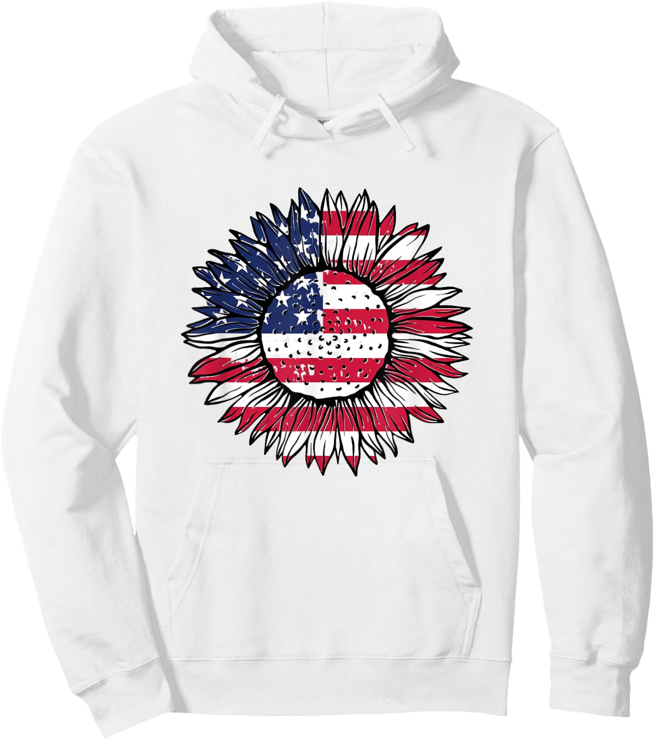 American Flag Sunflower Graphic 4th of July Plus Size Hoodie - Hoodie | White