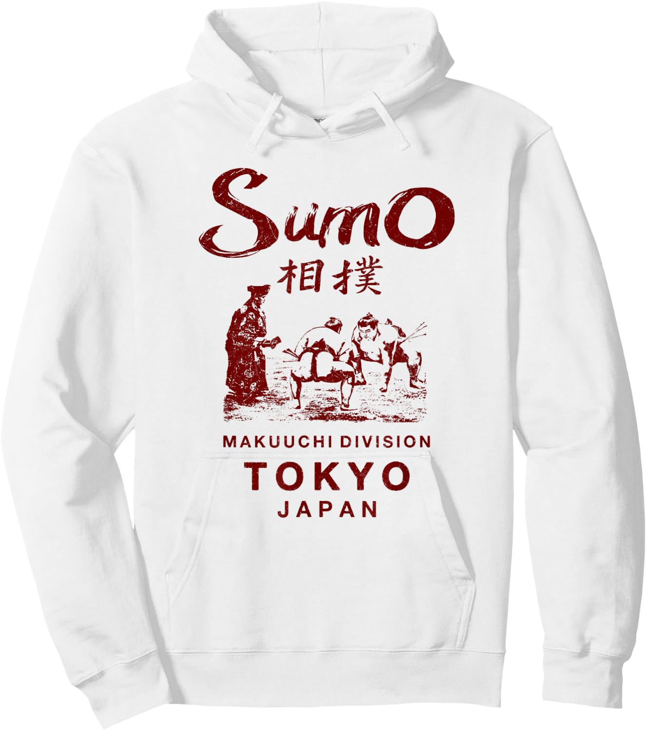 Sumo Wrestling Tokyo Japan Vintage Hoodie - Hoodie | White