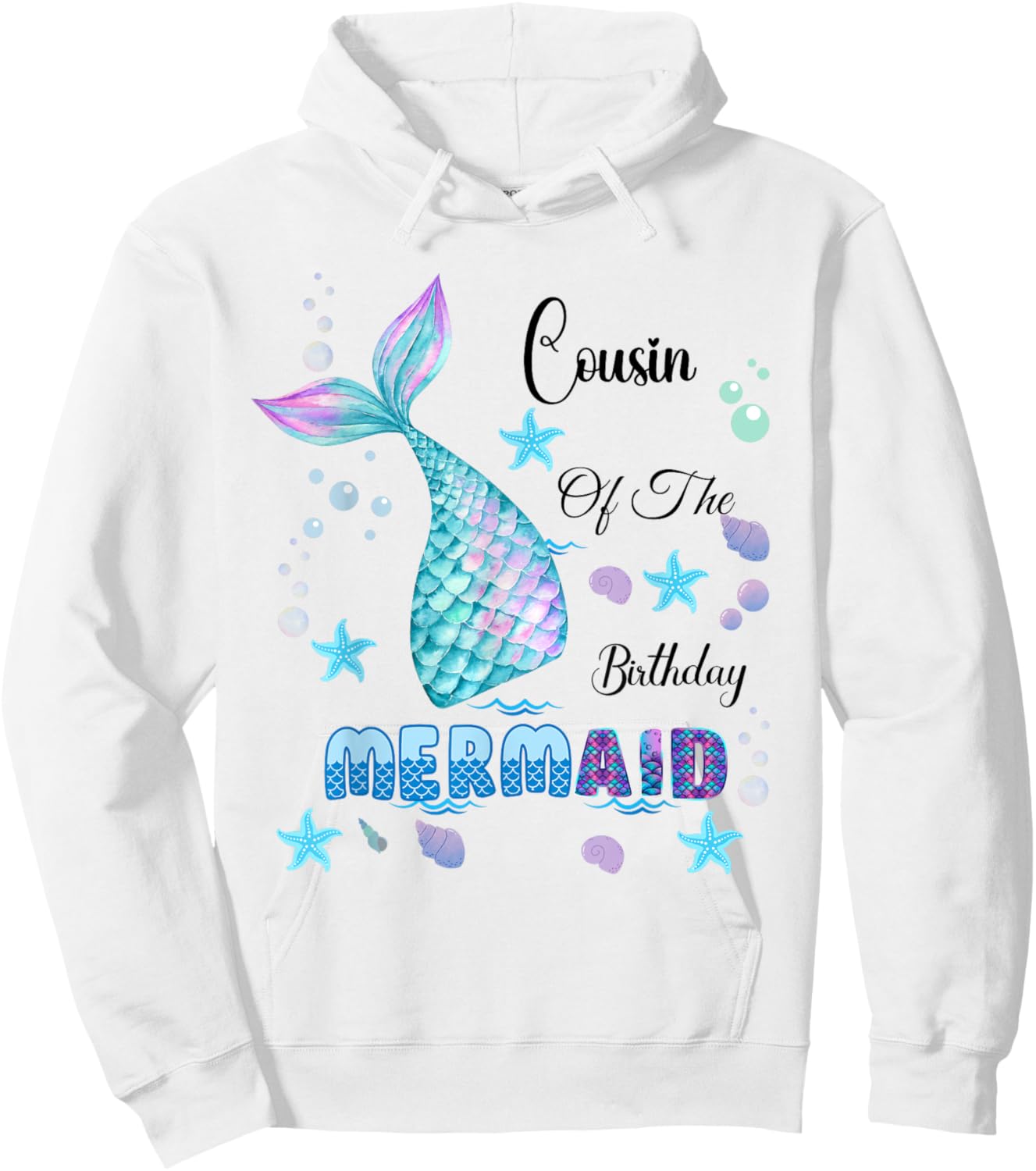 Cousin Of The Birthday Mermaid Bday Party Mermaid Kids Hoodie - Hoodie | White