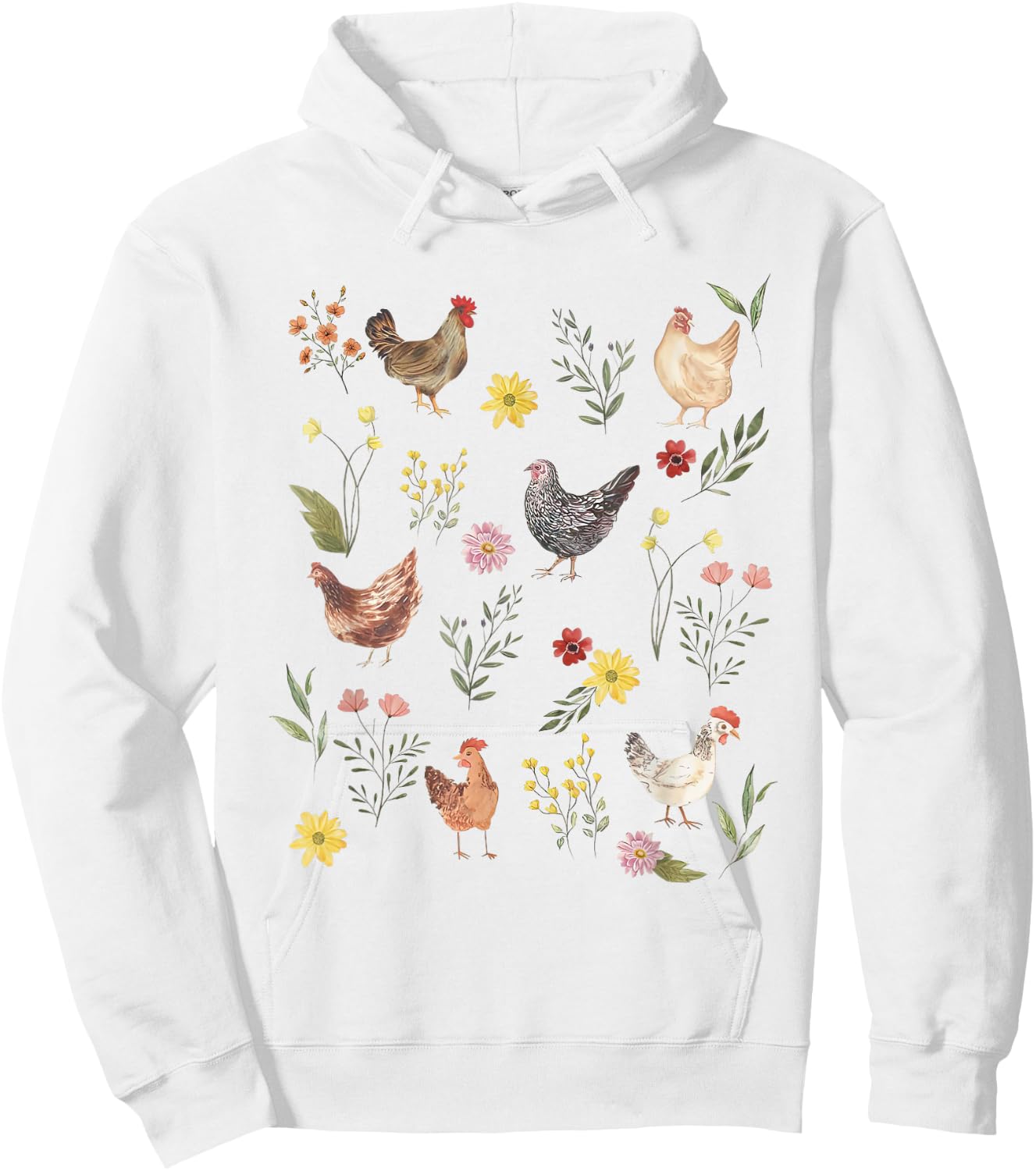 Wildflower Chicken Floral Chicken Lover Cute Farmer Flowers Hoodie - Hoodie | White