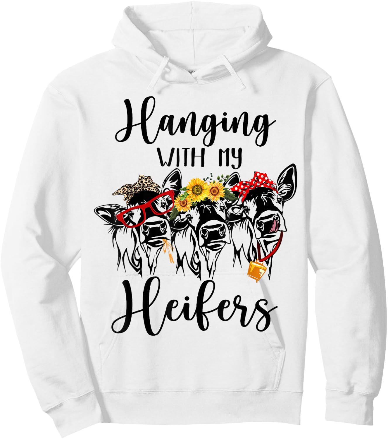 Cute Women's Hanging With My Heifers Bandana Hoodie - Hoodie | White