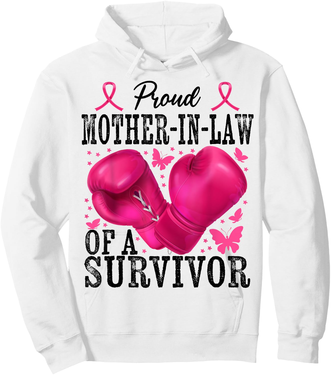 Proud Mother-in-law Of Survivor Breast Cancer Boxing Gloves Hoodie - Hoodie | White