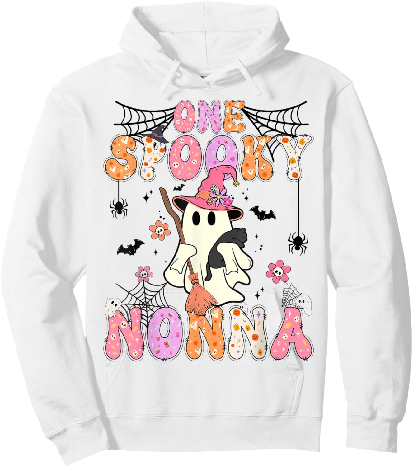 Groovy One Spooky Nonna Retro Halloween Cute Ghost Hoodie - Hoodie | White