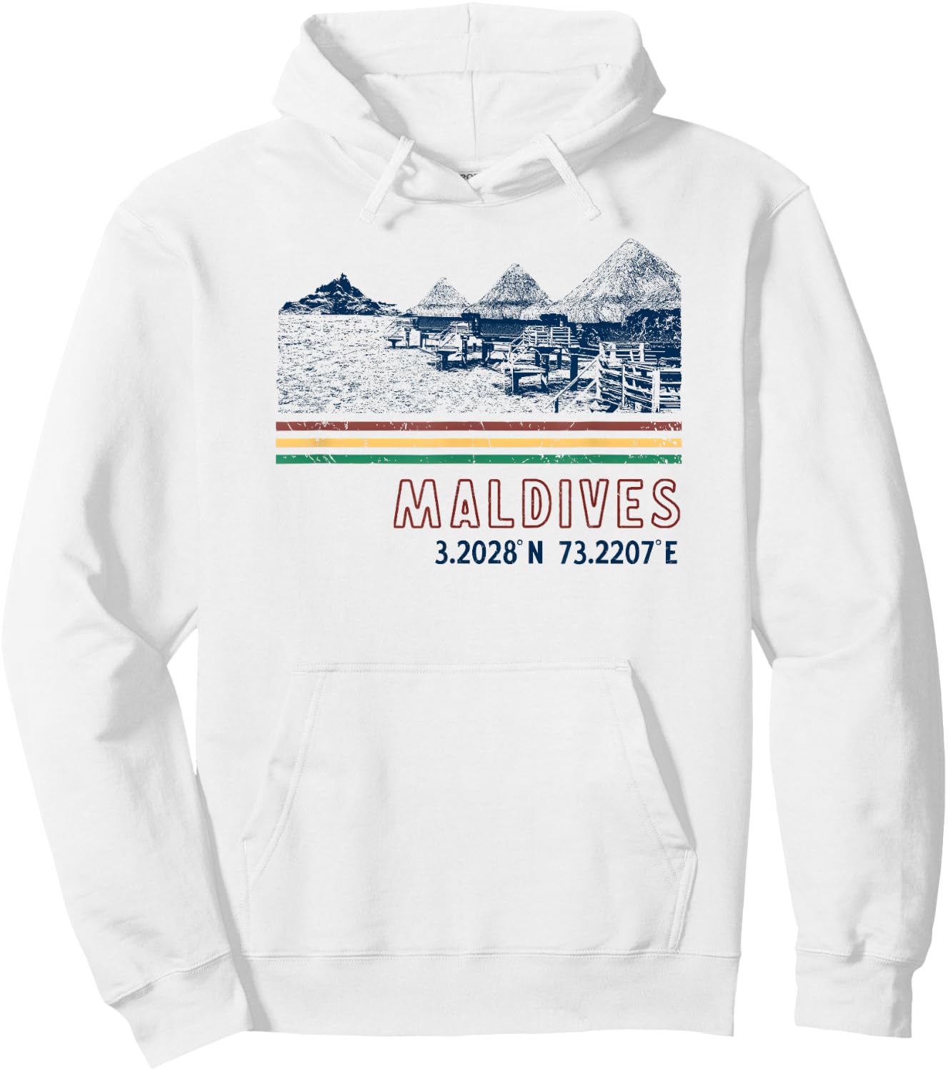 Maldives Bungalow Villas Retro Hoodie - Hoodie | White