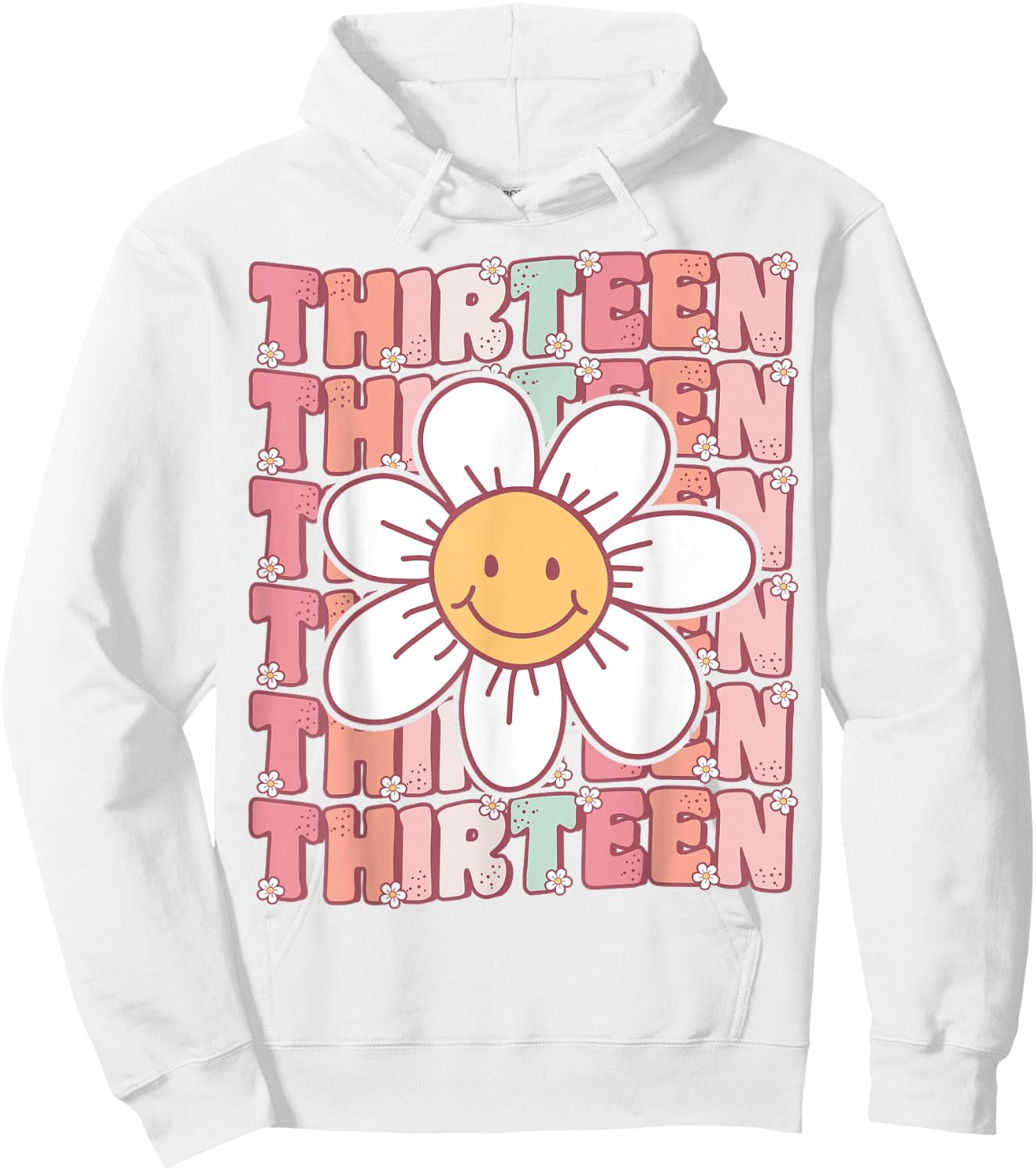 Groovy 13th Birthday Party Daisy Flower Thirteen Year Old Hoodie - Hoodie | White