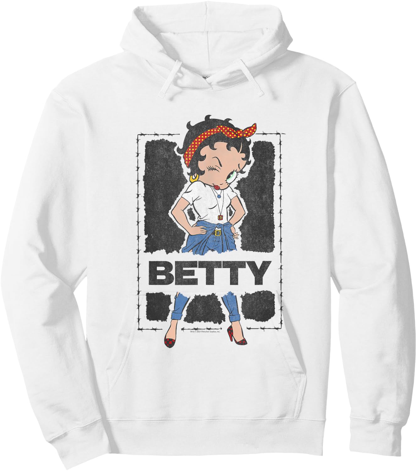 Betty Boop Barbed Wire Frame Hoodie - Hoodie | White