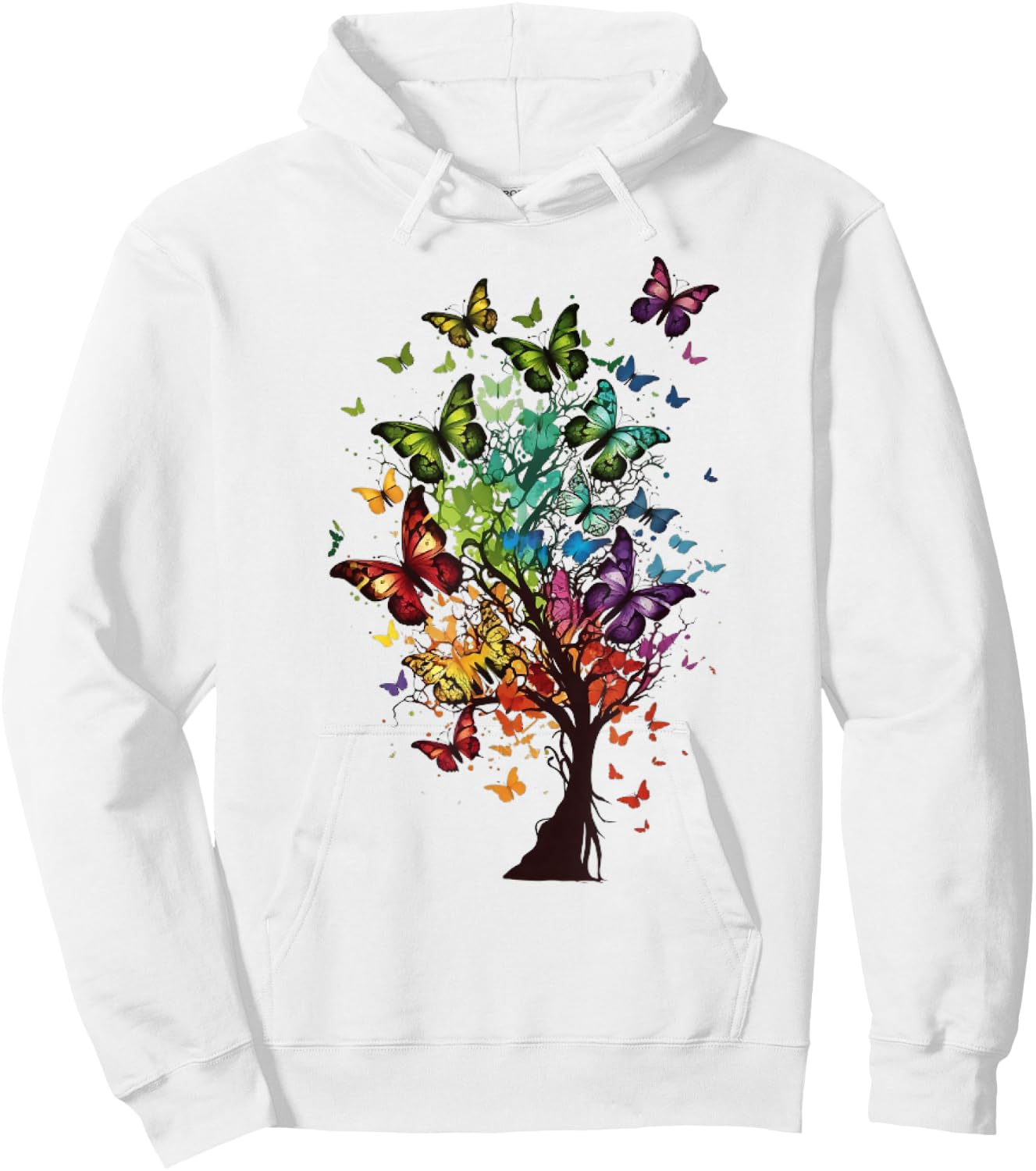 Butterfly Tree Beautiful Butterflies Garden Colorful Hoodie - Hoodie | White