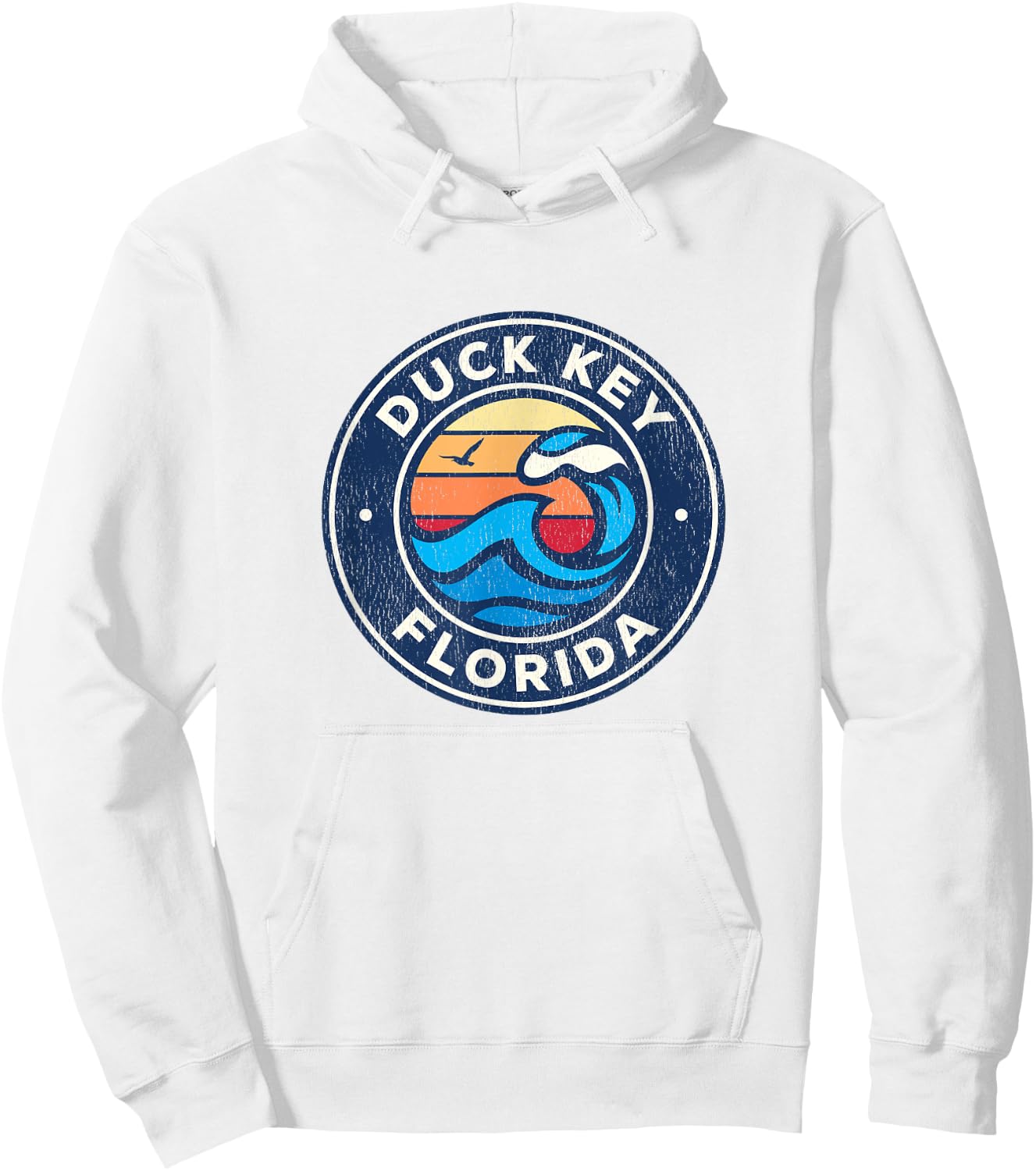 Duck Key Florida FL Vintage Nautical Waves Design Hoodie - Hoodie | White