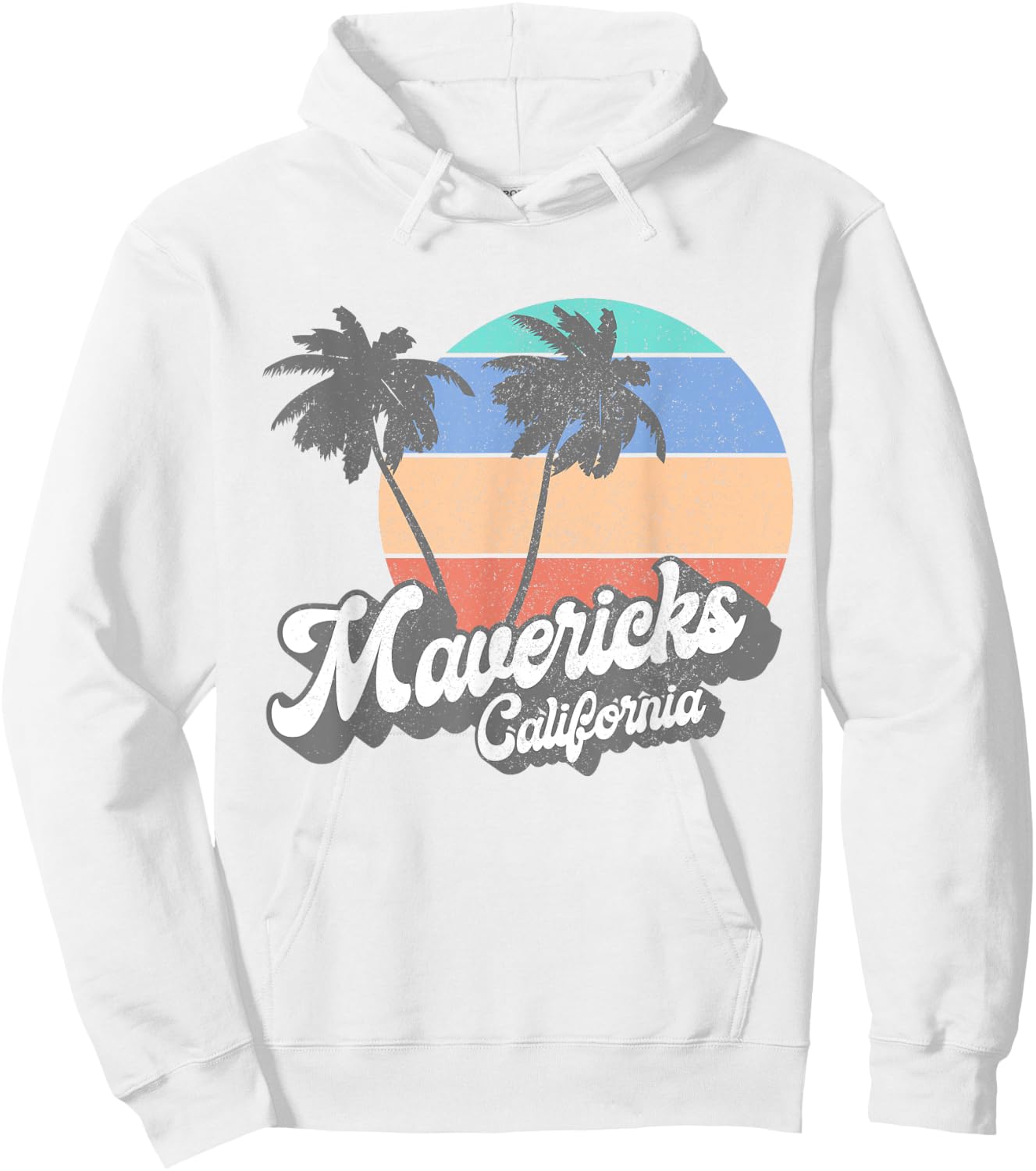 Retro Mavericks California CA Vintage Beach Surf Hoodie - Hoodie | White