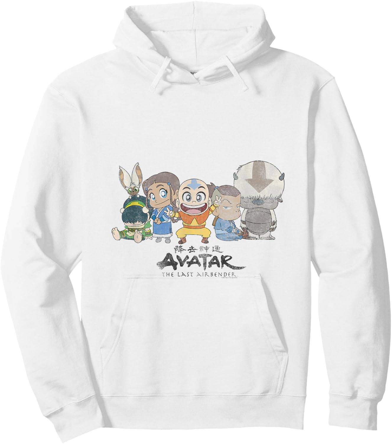 Avatar Gaang Aang Katara Sokka Toph Momo Chibi Cute Sitting Hoodie - Hoodie | White