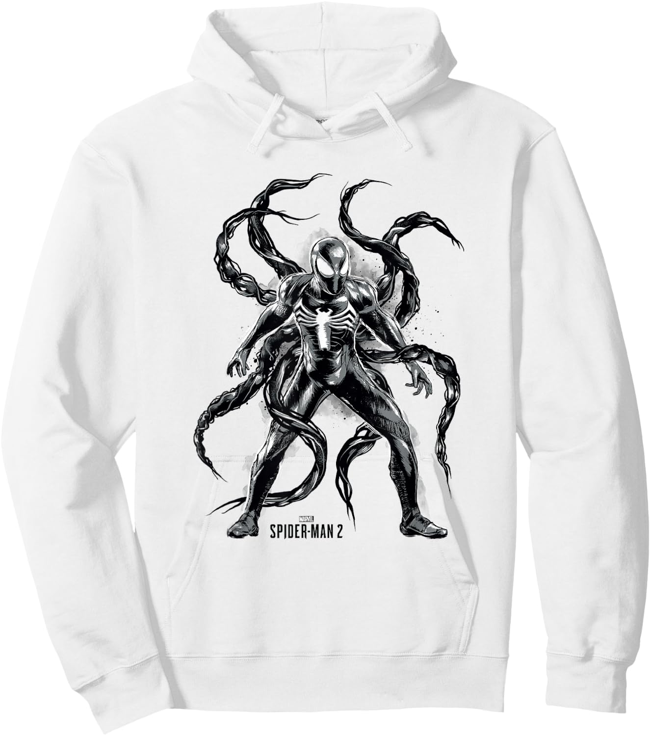 Marvel Spider-Man 2 Black Suit Peter Symbiote Tentacles Hoodie - Hoodie | White