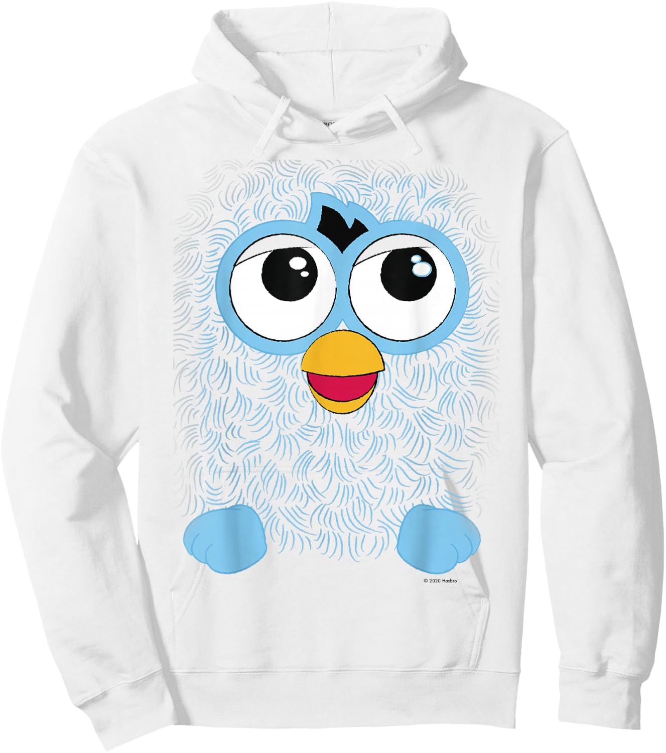 Furby Retro Big Blue Smiling Face Hoodie - Hoodie | White