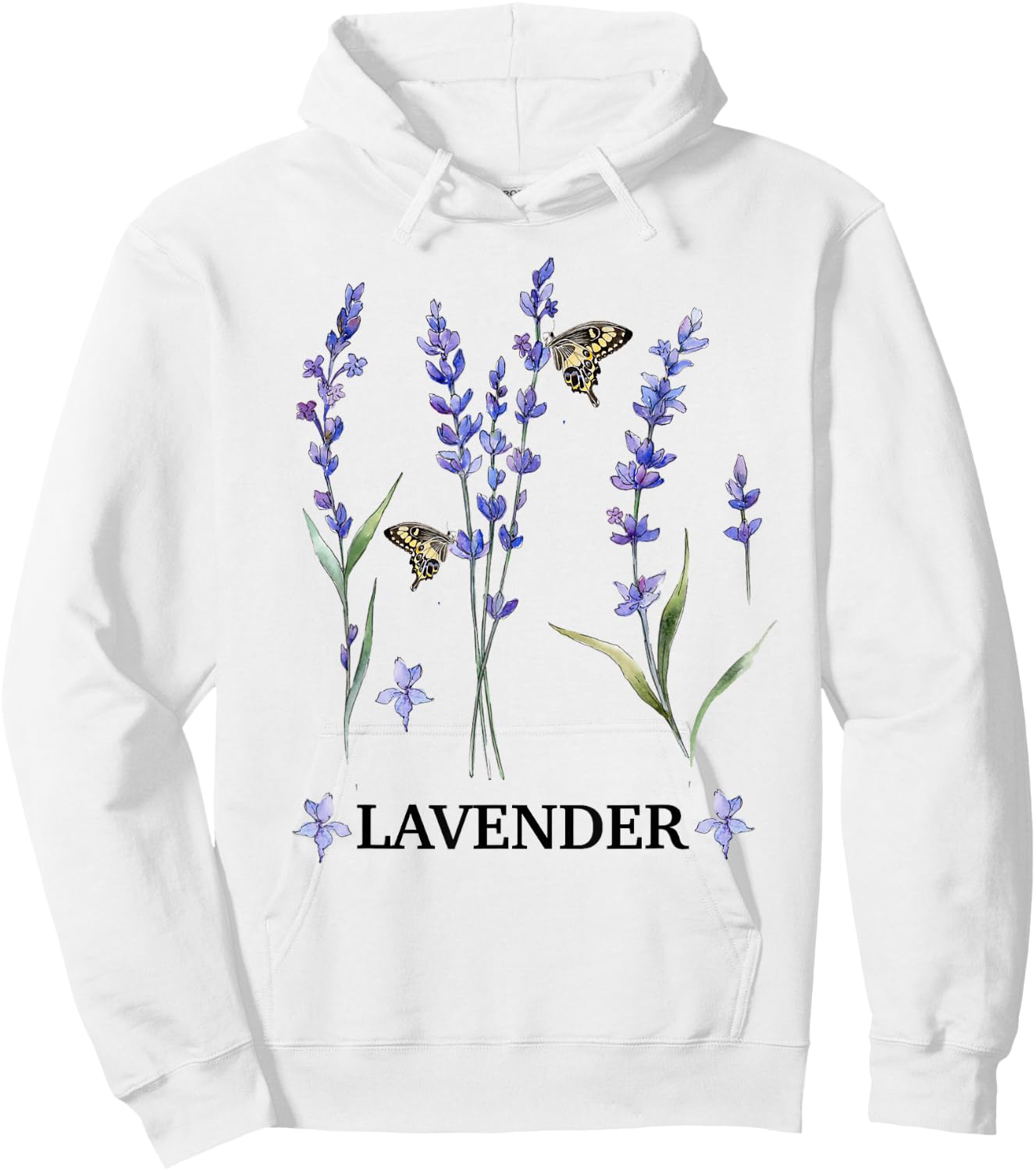 Lavender Plant Butterfly Herb Purple Flower Botanical Gift Hoodie - Hoodie | White