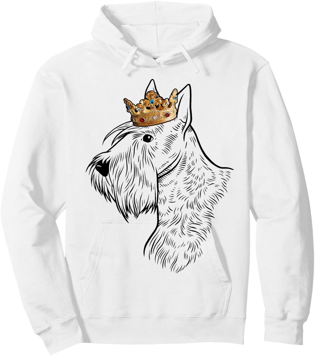 Scottish Terrier Dog Wearing Crown Hoodie - Hoodie | White