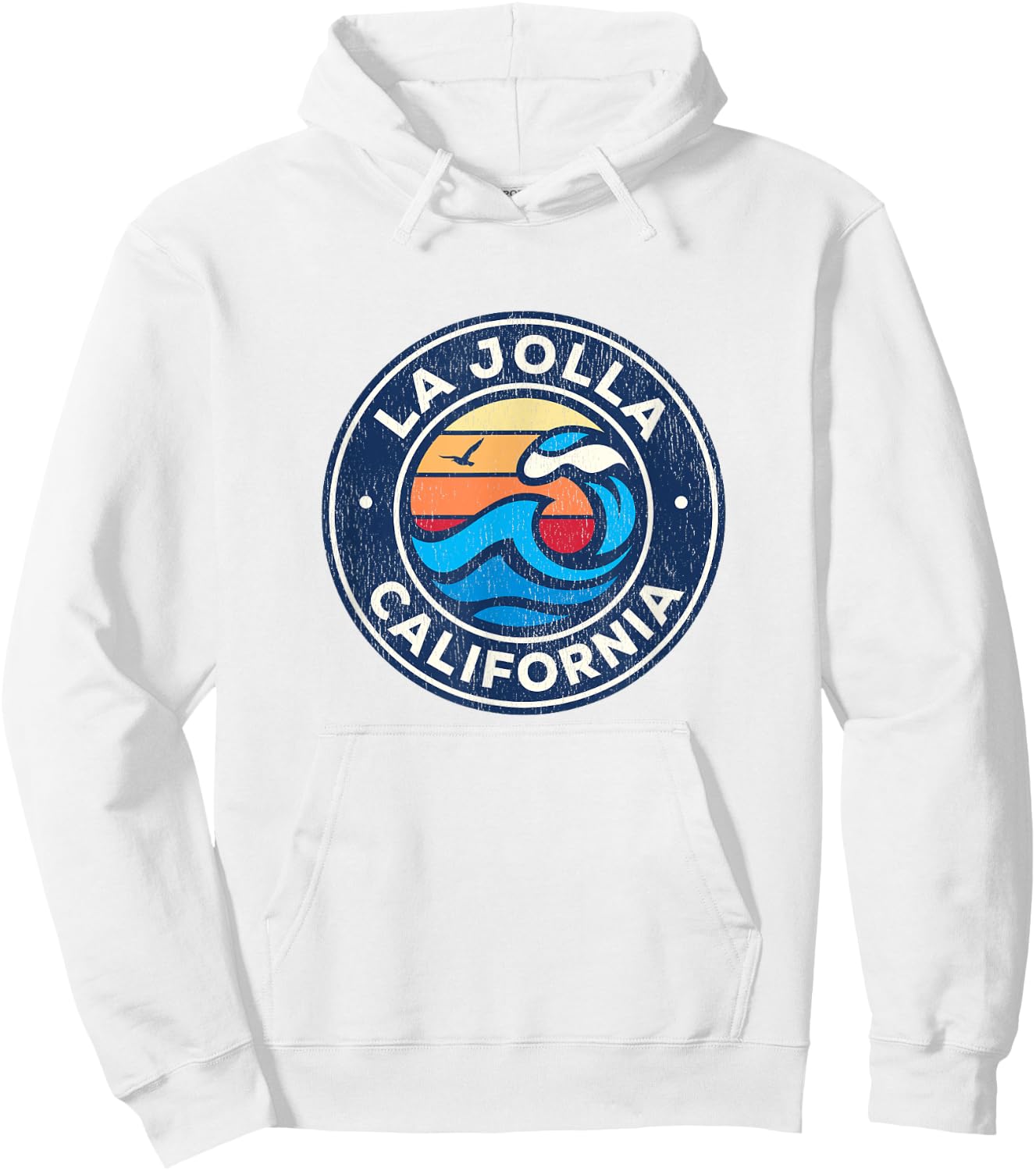 La Jolla California CA Vintage Nautical Waves Design Hoodie - Hoodie | White