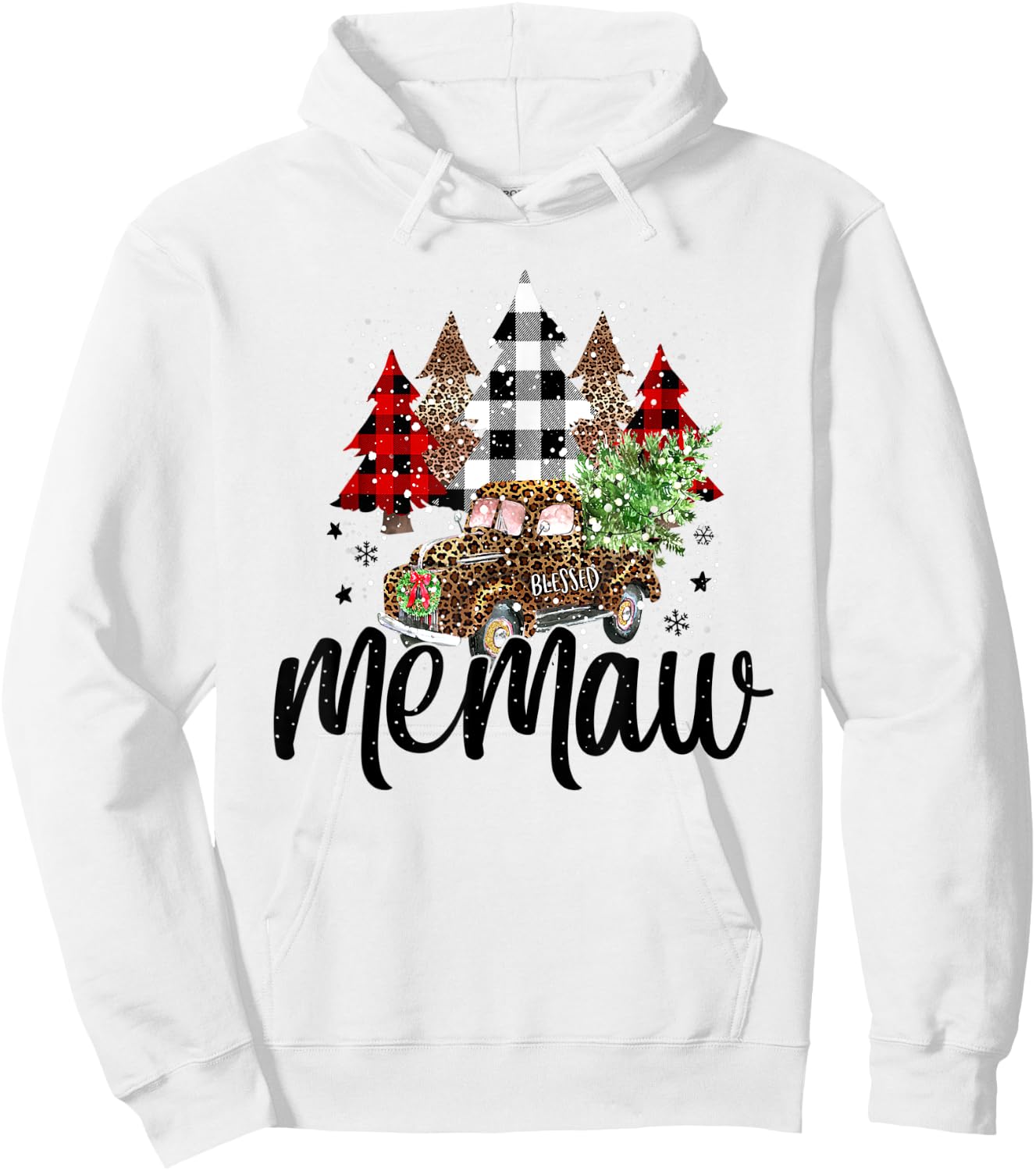 Blessed Memaw Christmas Truck - Grandma Gift Hoodie - Hoodie | White