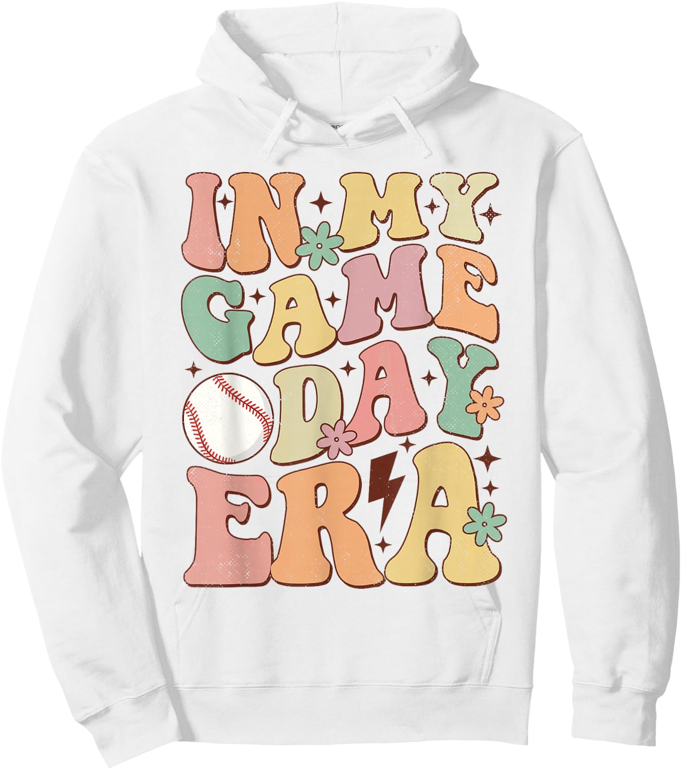 Groovy In My Game Day Era Baseball Game Day Vibes Women Girl Hoodie - Hoodie | White