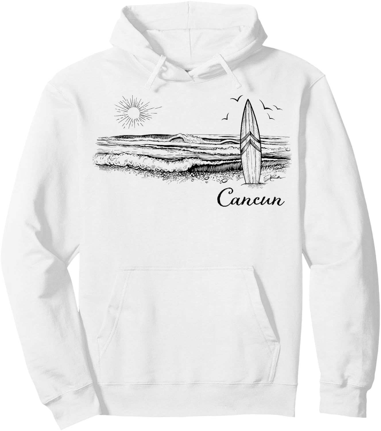 JCombs: Cancun, Mexico, Surfboard, Beach Hoodie - Hoodie | White