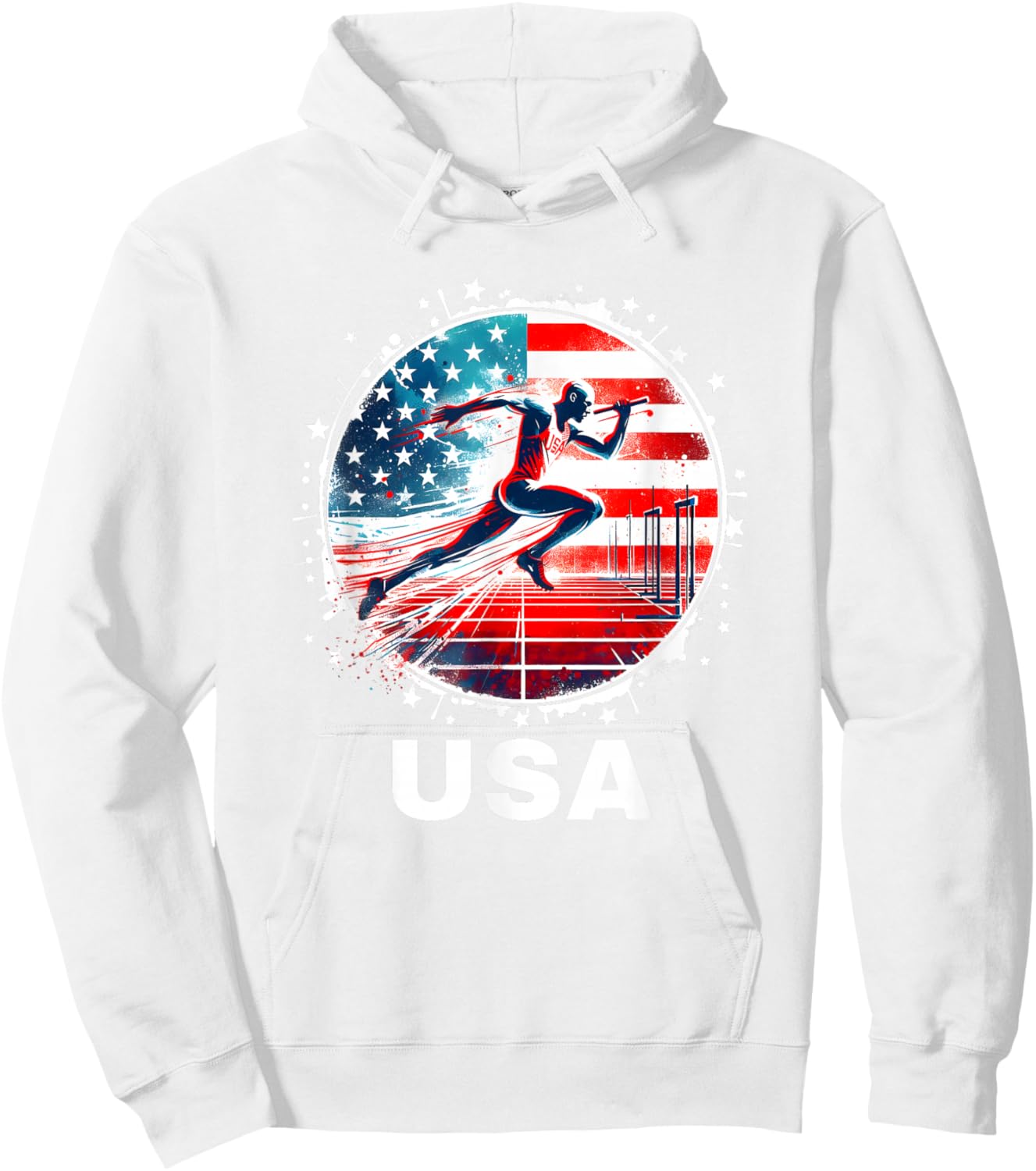 Track and Field USA Men Women Kids Running Apparel USA Hoodie - Hoodie | White