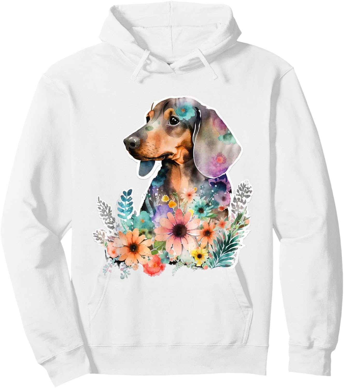 Floral Wildflower Wiener & Dachshund Hoodie - Hoodie | White