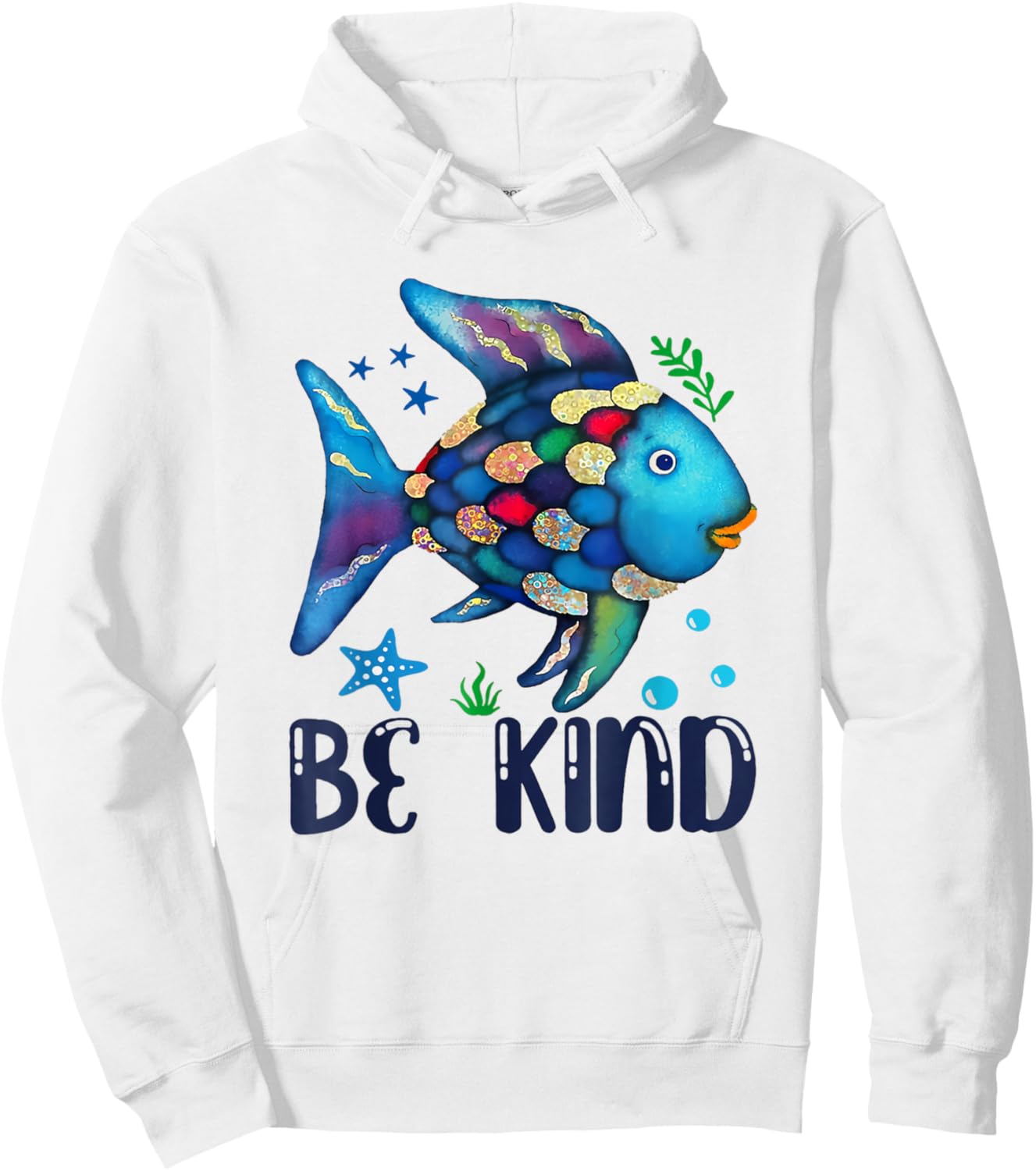 Be Kind Rainbow Scale Fish Teacher Reading Book Toddler Kids Hoodie - Hoodie | White