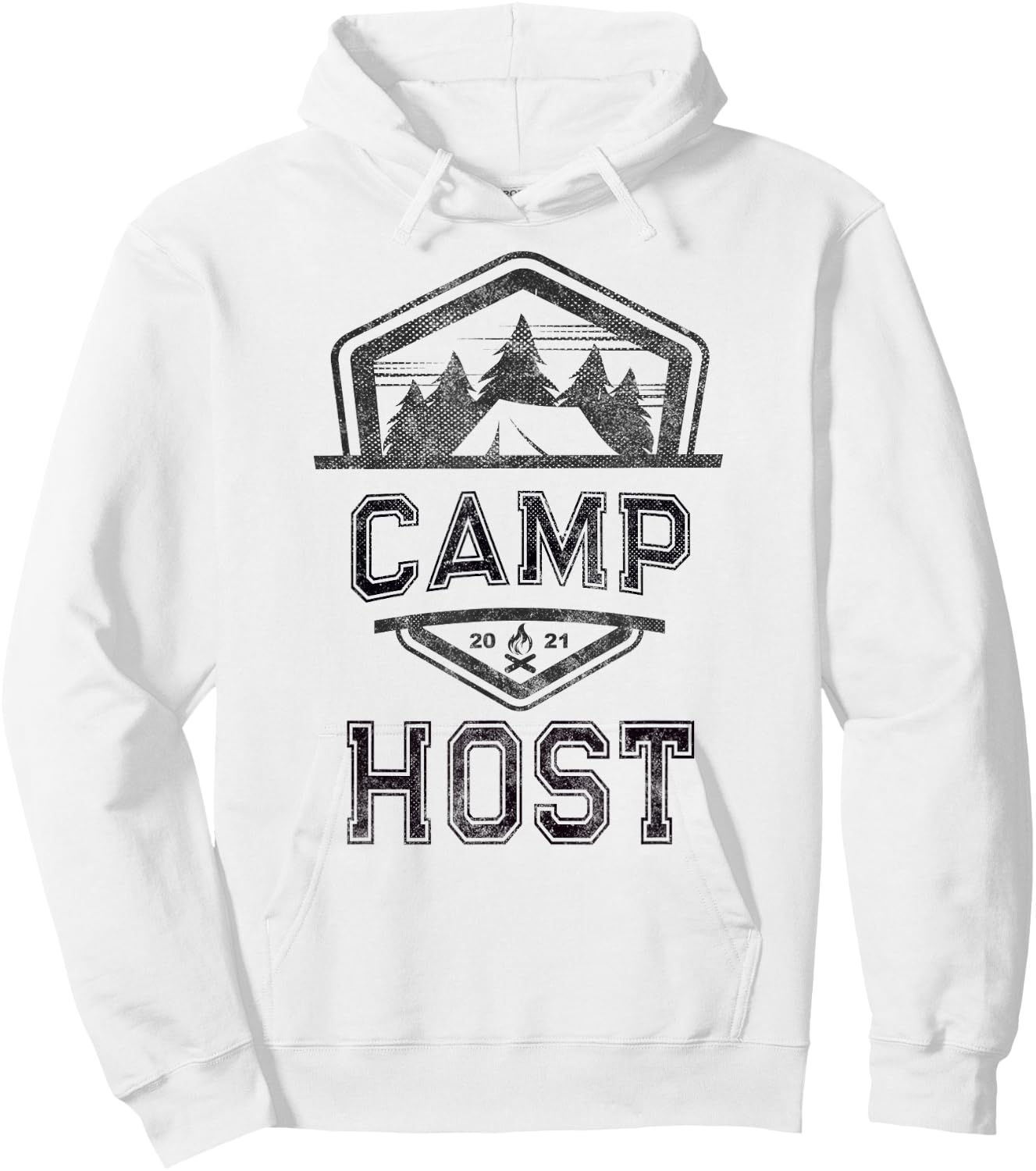 CAMP HOST Campground Staff Campsite Team Hosting Kids Yellow Hoodie - Hoodie | White