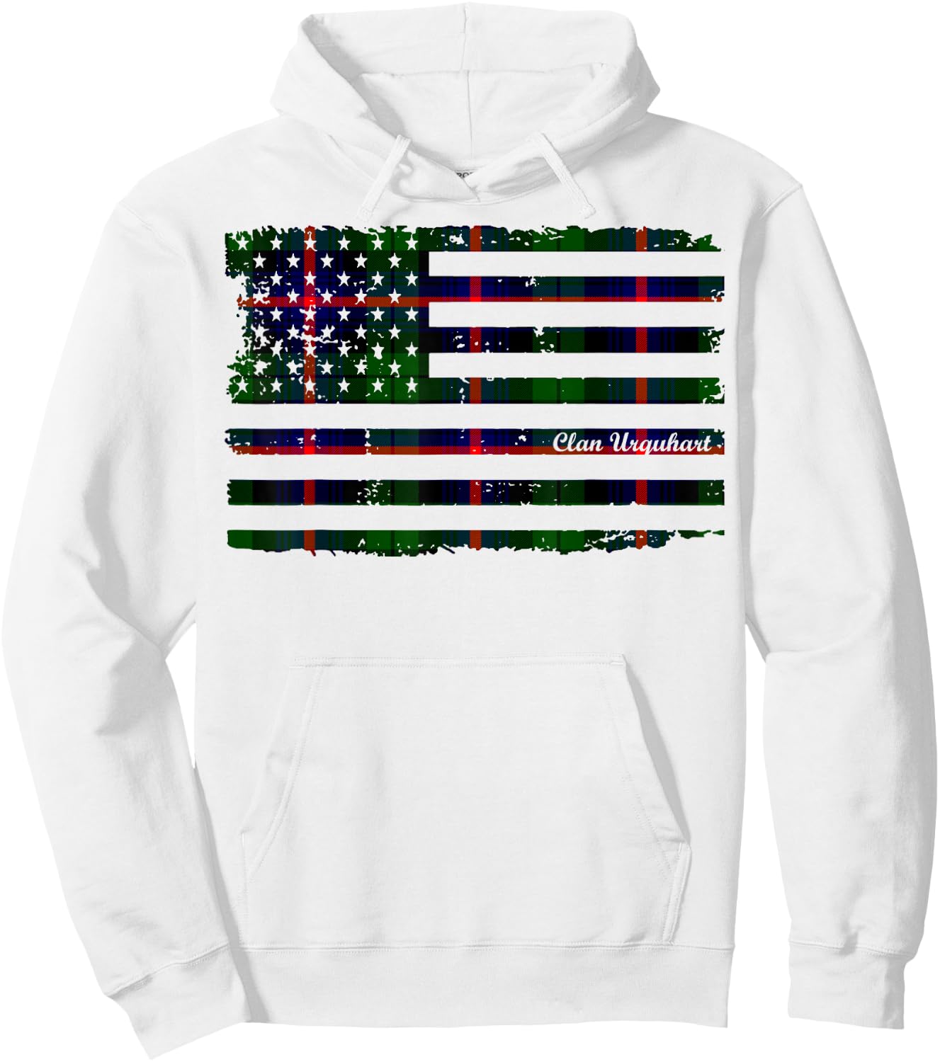 Urquhart surname American Flag Scottish tartan Hoodie - Hoodie | White