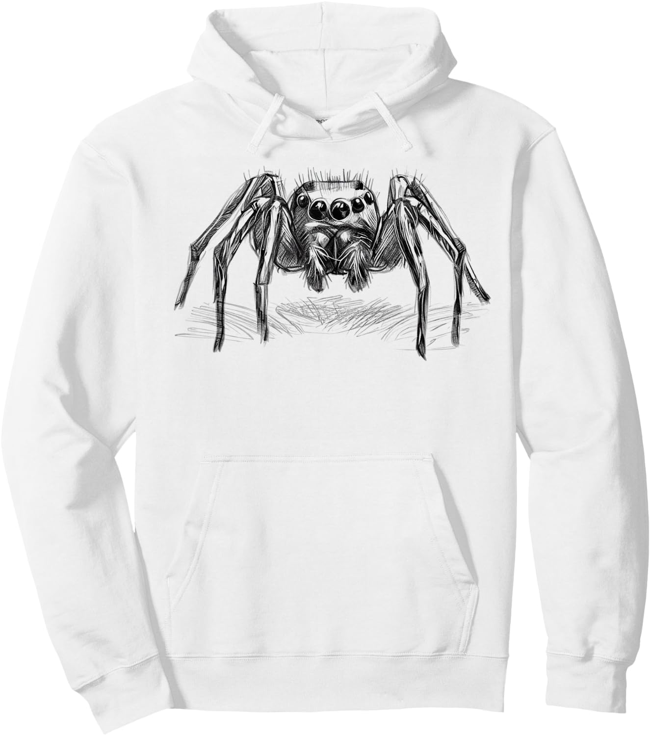Jumping Spider, Jumping Spider, as a Drawing in Black Hoodie - Hoodie | White